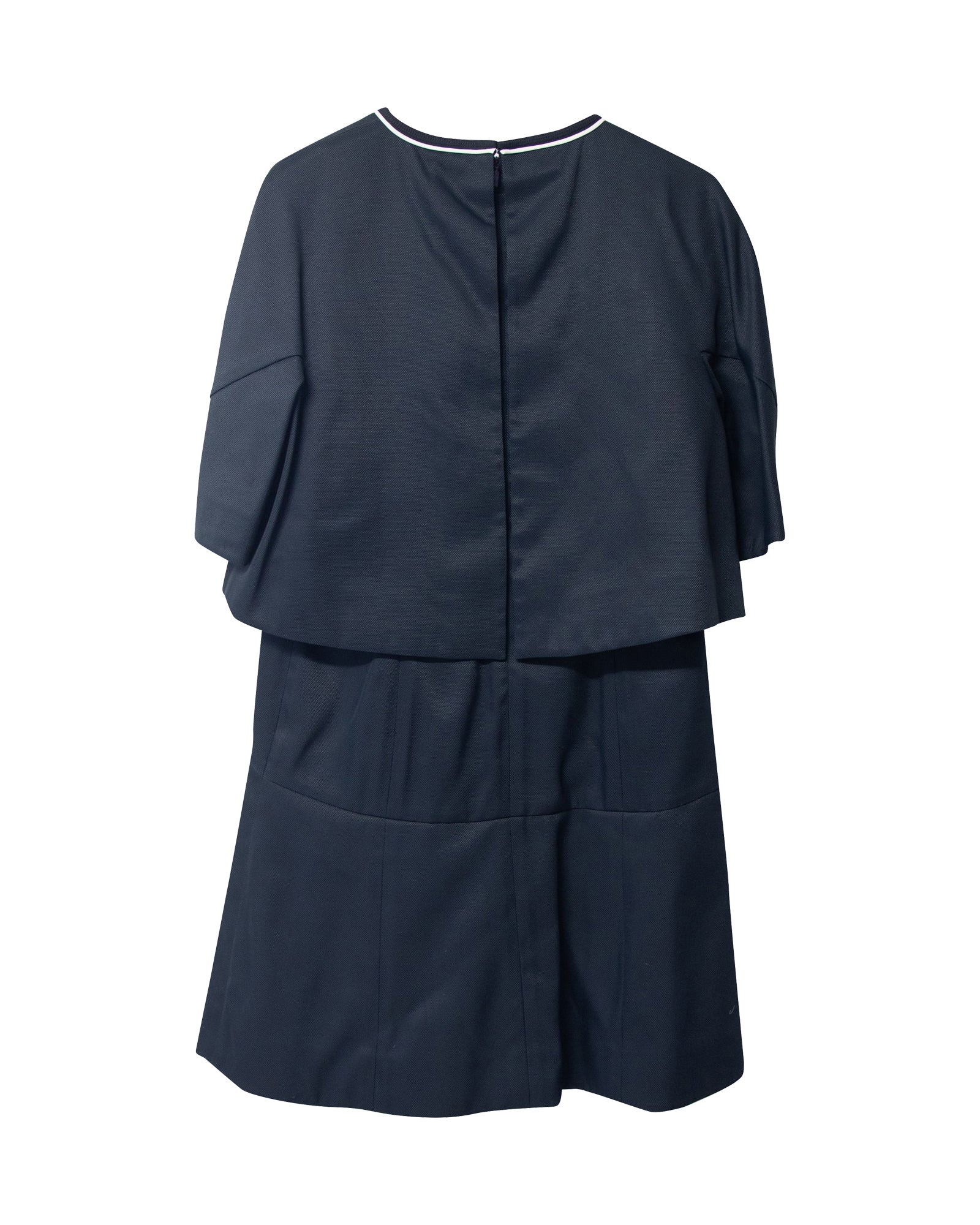 Women's Fendi Dress with Cape and Mesh detail in Navy Blue Polyamide - Image 5