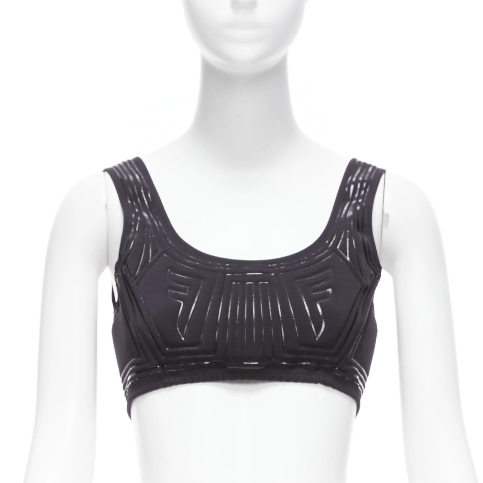 Women's Fendi FFreedom Neoprene Rubber FF Logo Scoop Cropped Bra Top - Image 7