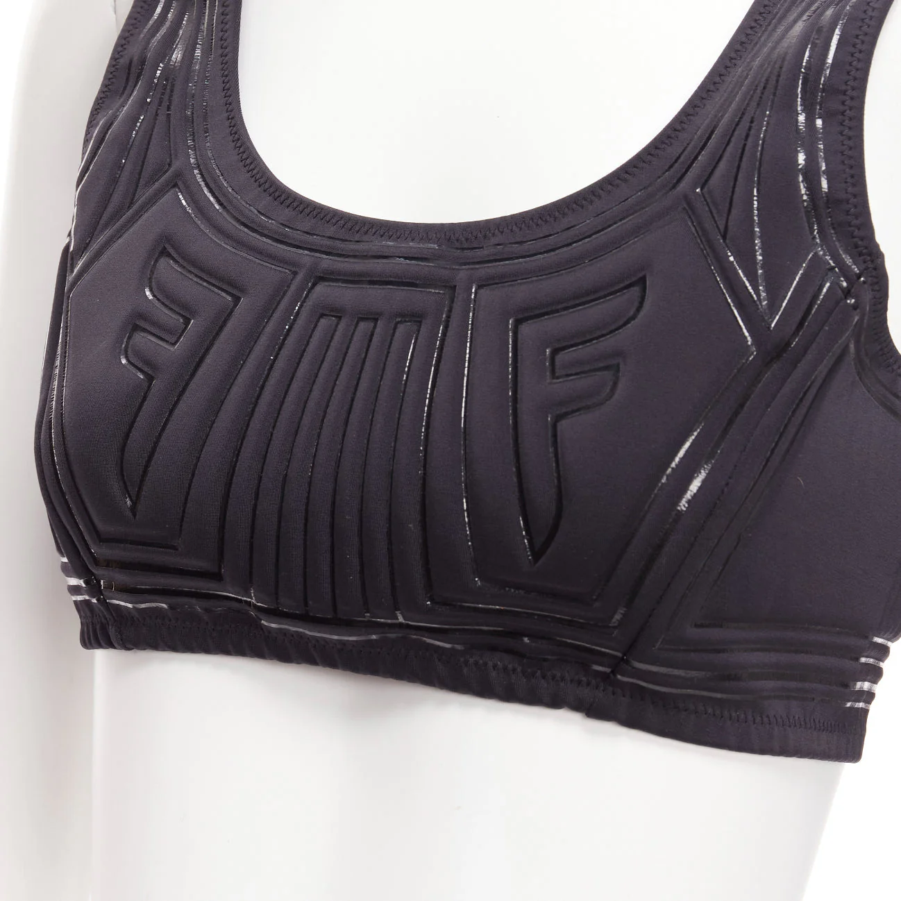 Women's Fendi FFreedom Neoprene Rubber FF Logo Scoop Cropped Bra Top - Image 8