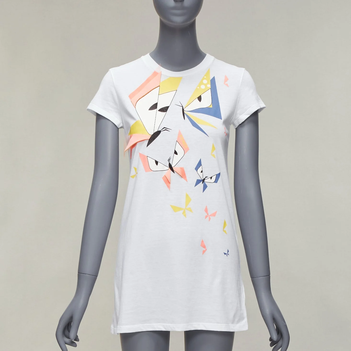 Women's Fendi Kids Angry Monster Butterfly Applique Cap Sleeve Long Tshirt - Image 7