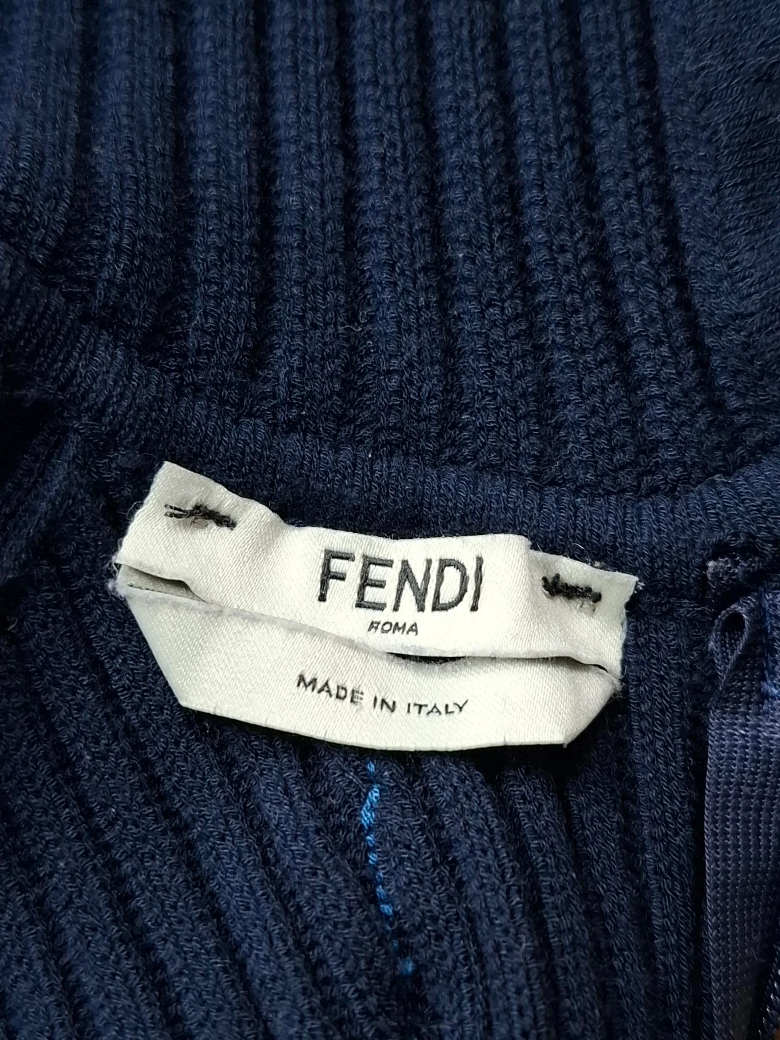 Women's Fendi Knitted Sleeveless Mini Dress in Navy Blue Viscose - Image 6