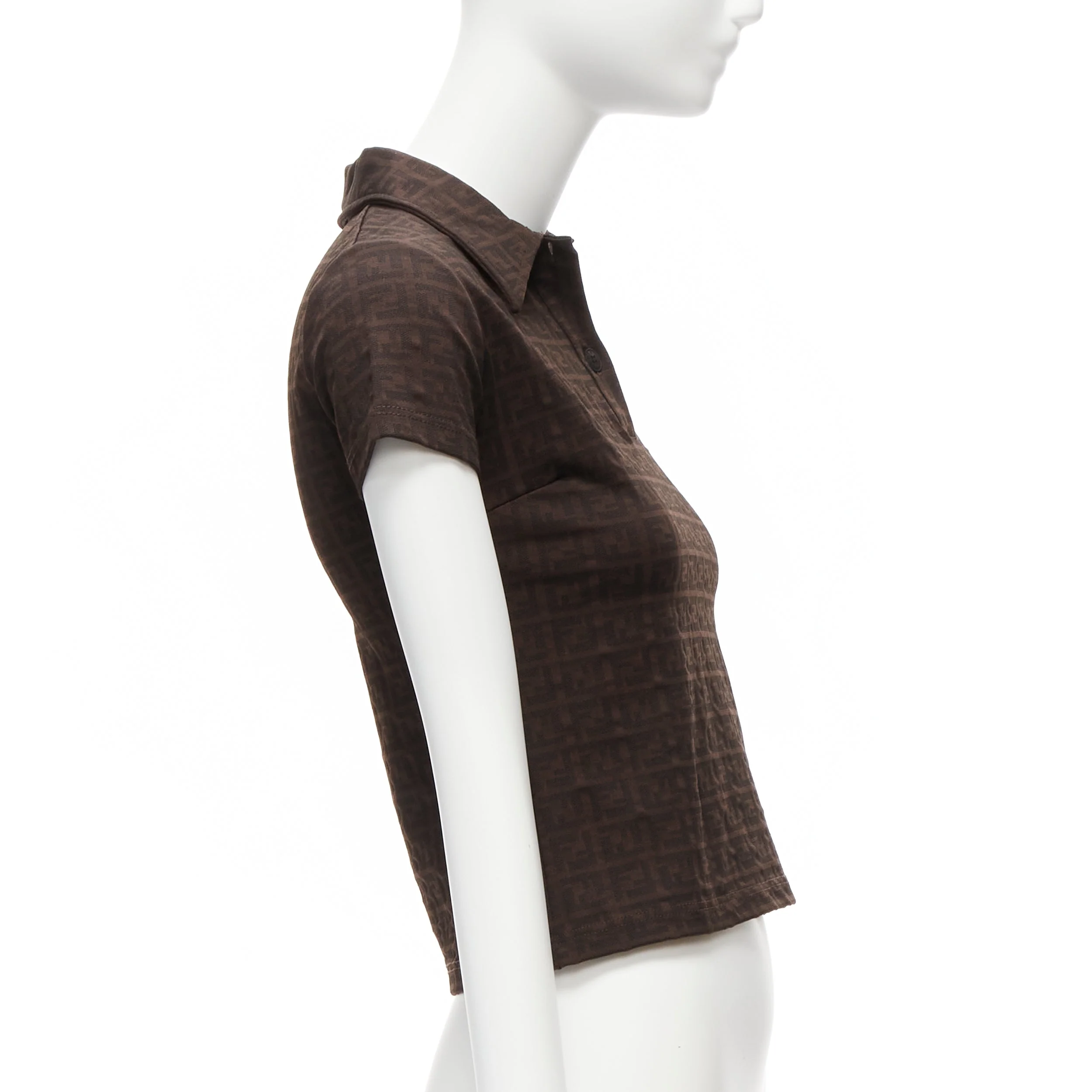 Women's Fendi mare ff zucca monogram jacquard polo top - Image 9