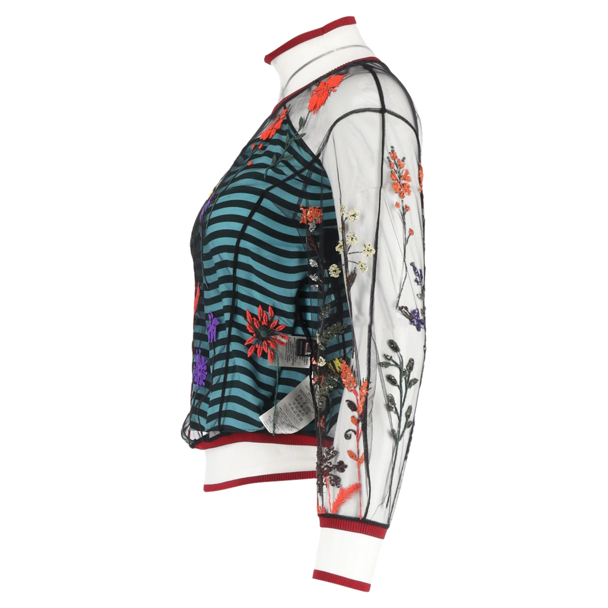 Women's Fendi Mesh Embroidered Blouse in Multicolor Nylon - Image 2
