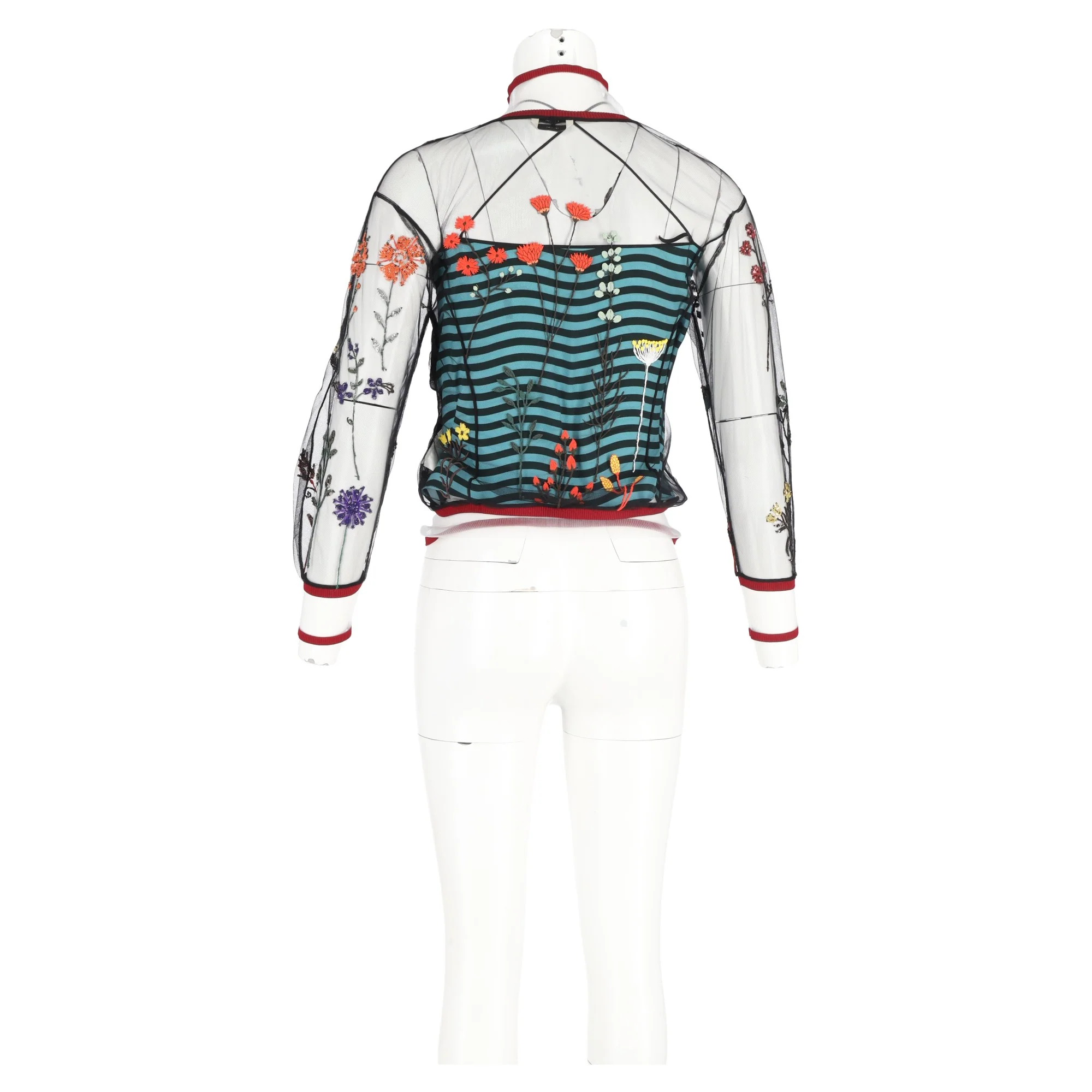 Women's Fendi Mesh Embroidered Blouse in Multicolor Nylon - Image 5