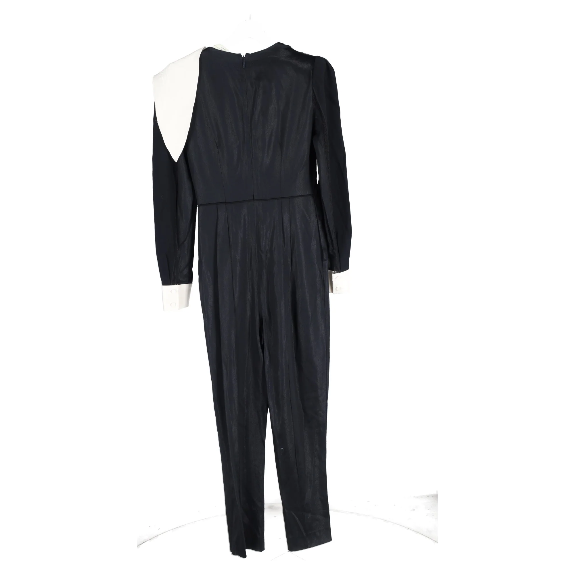 Women's Fendi Scarf Detail Long Sleeve Jumpsuit in Black Polyester - Image 5