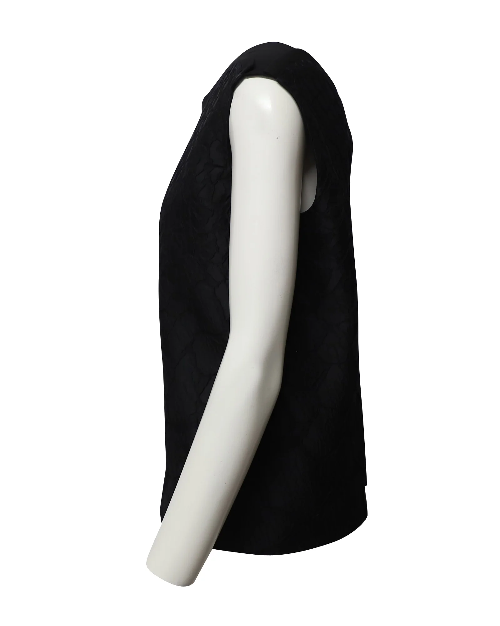 Women's Fendi Sleeveless Floral Tonal Brocade Top in Black Polyester - Image 2