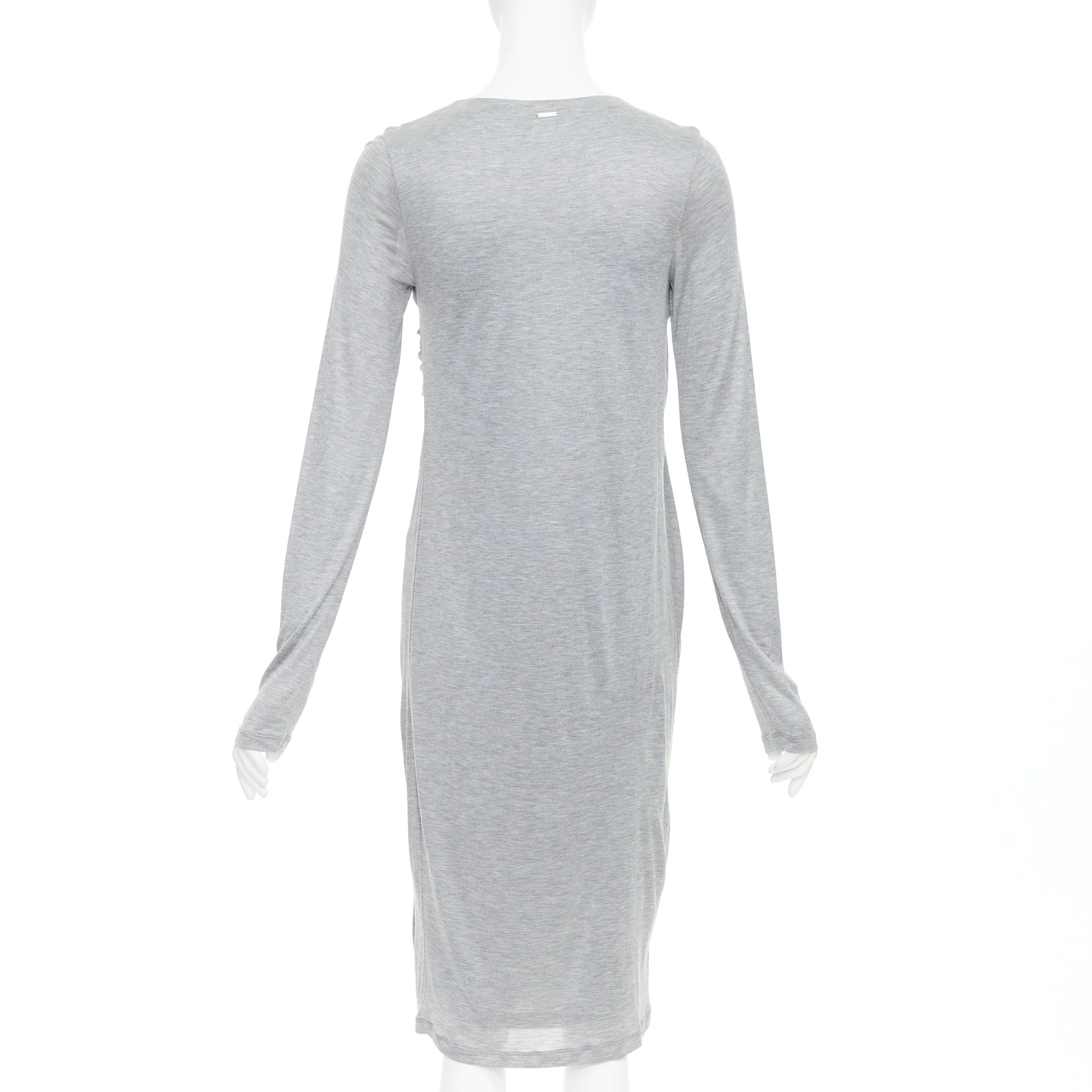 Women's FENDI Vintage light grey draped jersey round neck midi dress IT40 S - Image 5