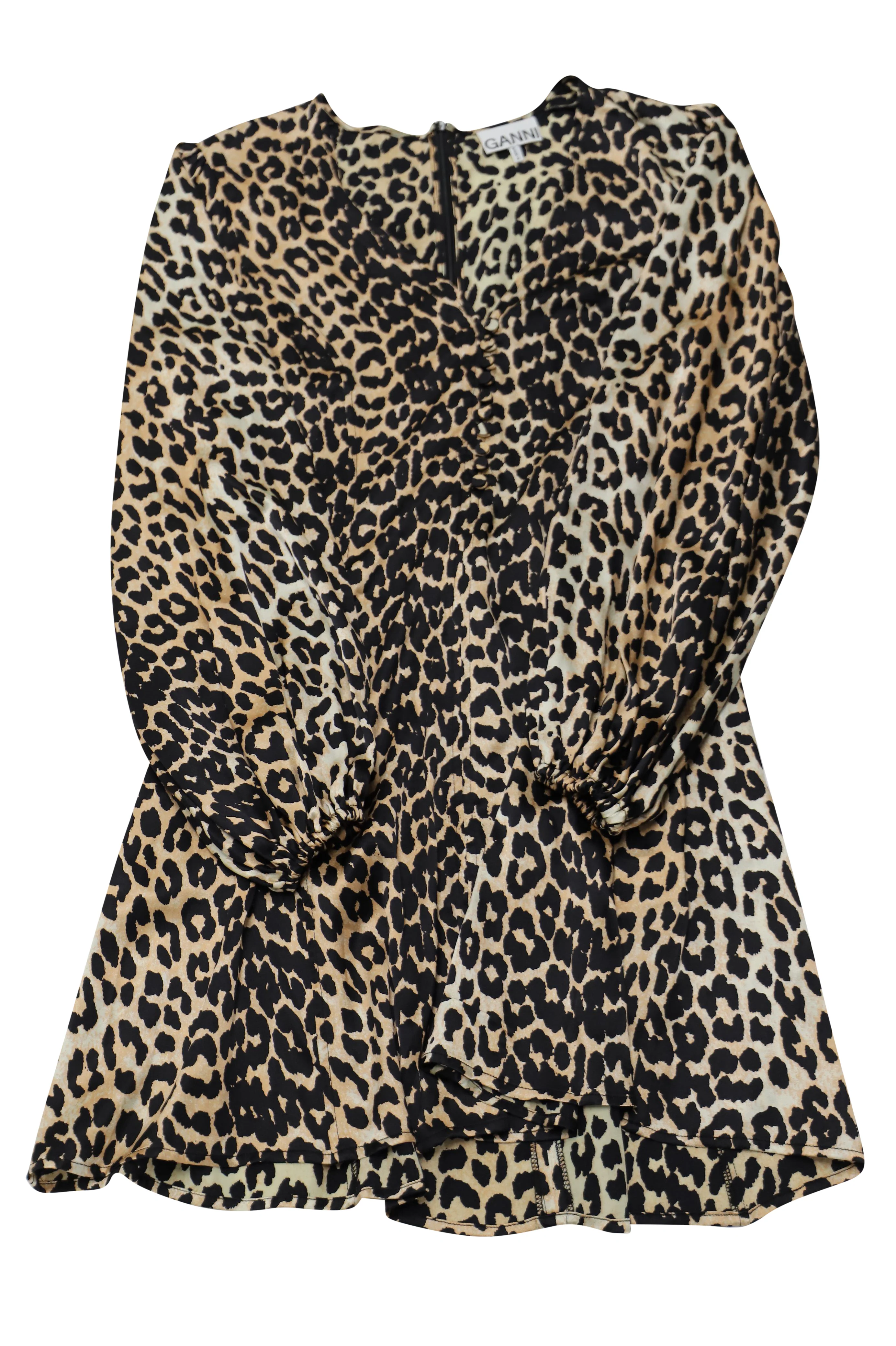 Women's Ganni Blakely Leopard Print Mini Dress in Brown Silk Blend - Image 3