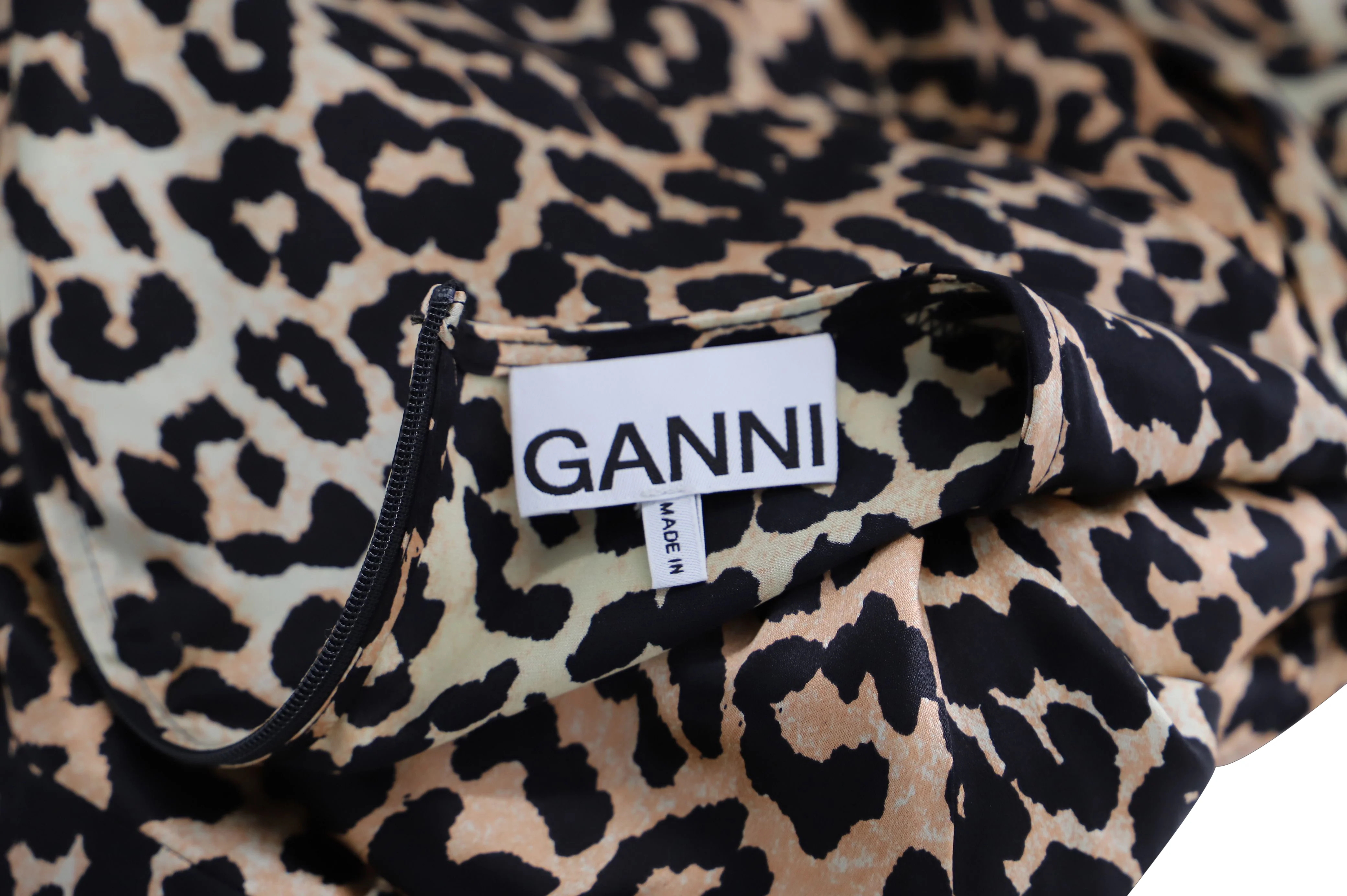 Women's Ganni Blakely Leopard Print Mini Dress in Brown Silk Blend - Image 4
