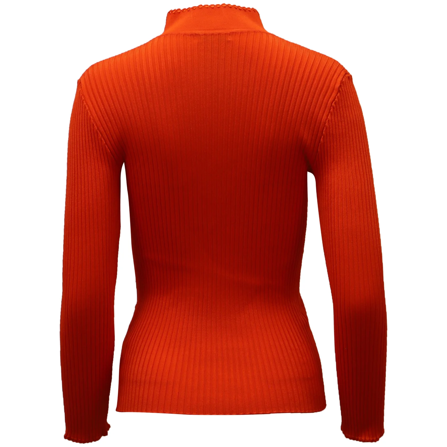 Women's Ganni High Neck Ribbed Knit Top in Orange Viscose - Image 2
