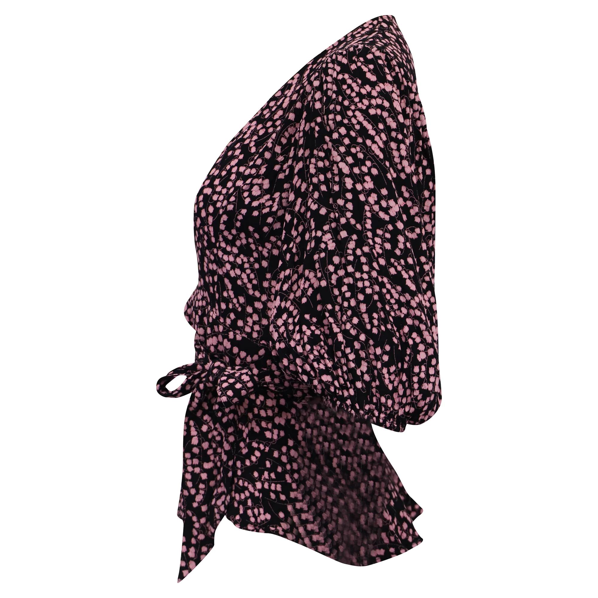 Women's Ganni Wrap Blouse in Floral Print Viscose - Image 3