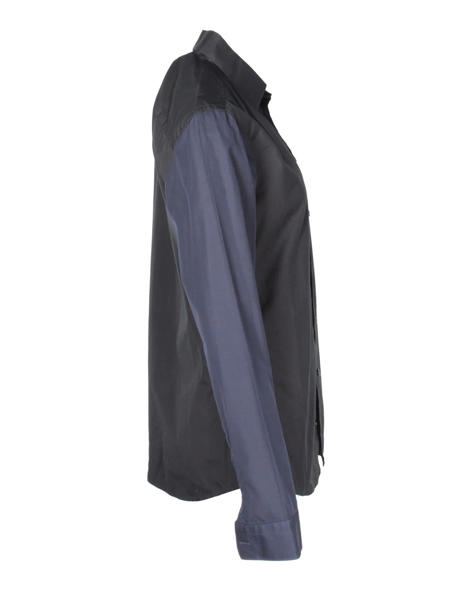 Men's Givenchy Colorblock Sleeves Dress Shirt in Black and Navy Blue Cotton - Image 3