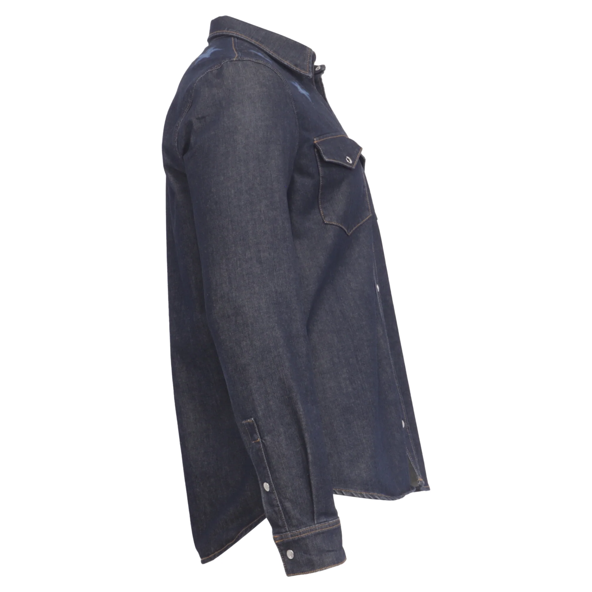 Men's Givenchy Star-Embroidered Button-Down Denim Shirt in Blue Cotton - Image 3