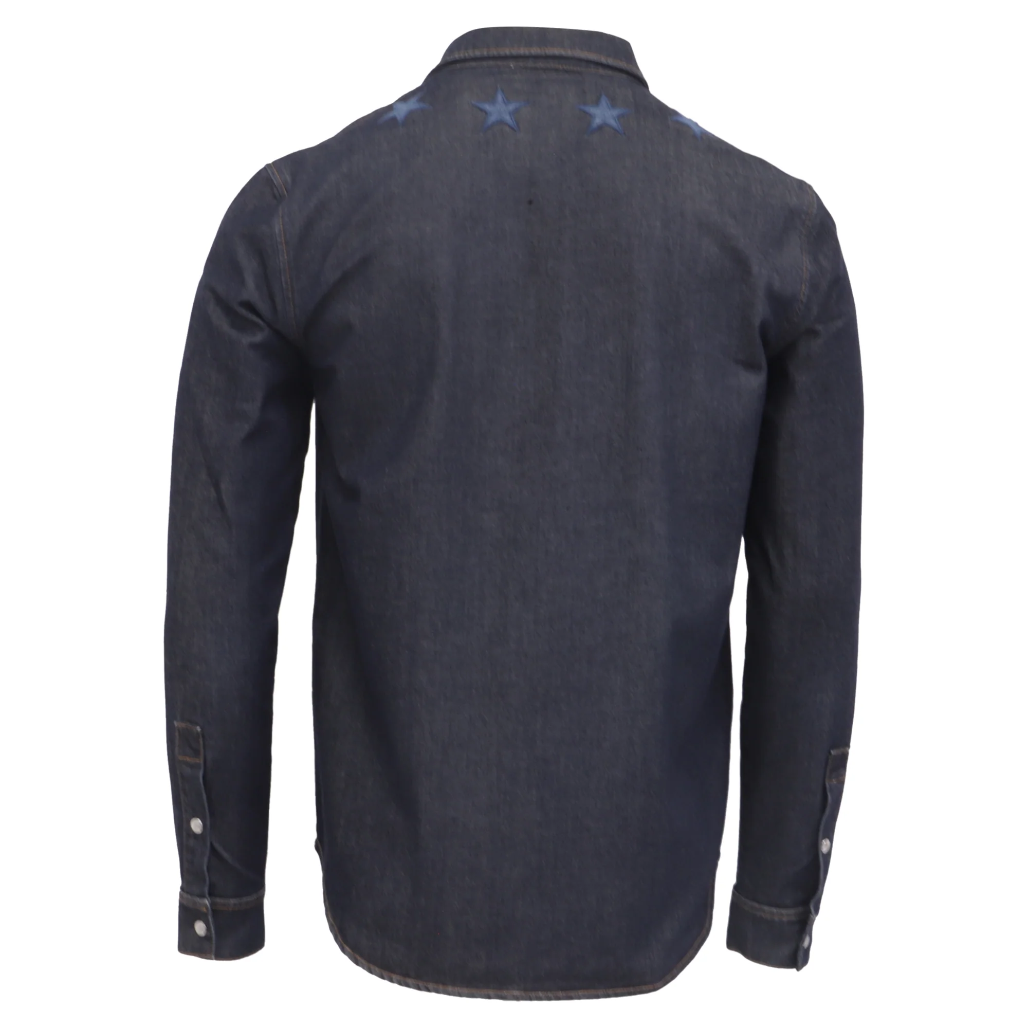 Men's Givenchy Star-Embroidered Button-Down Denim Shirt in Blue Cotton - Image 4