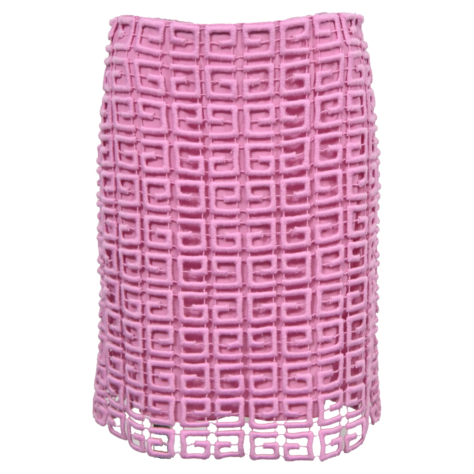 Women's Givenchy 4G Logo Guipure Lace Miniskirt in Pink Wool