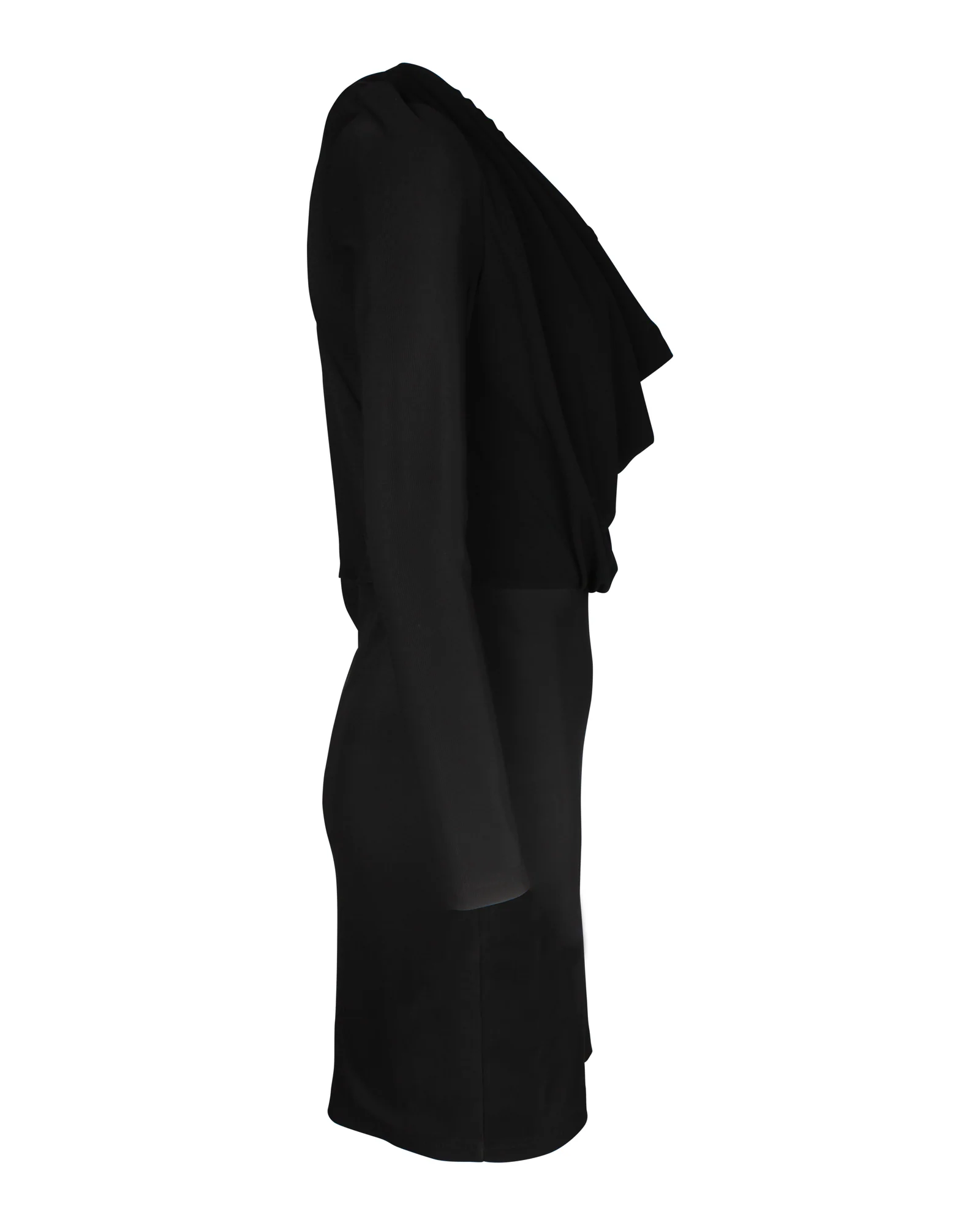 Women's Givenchy Draped Cowl Neck Long-Sleeve Mini Dress in Black Viscose - Image 2
