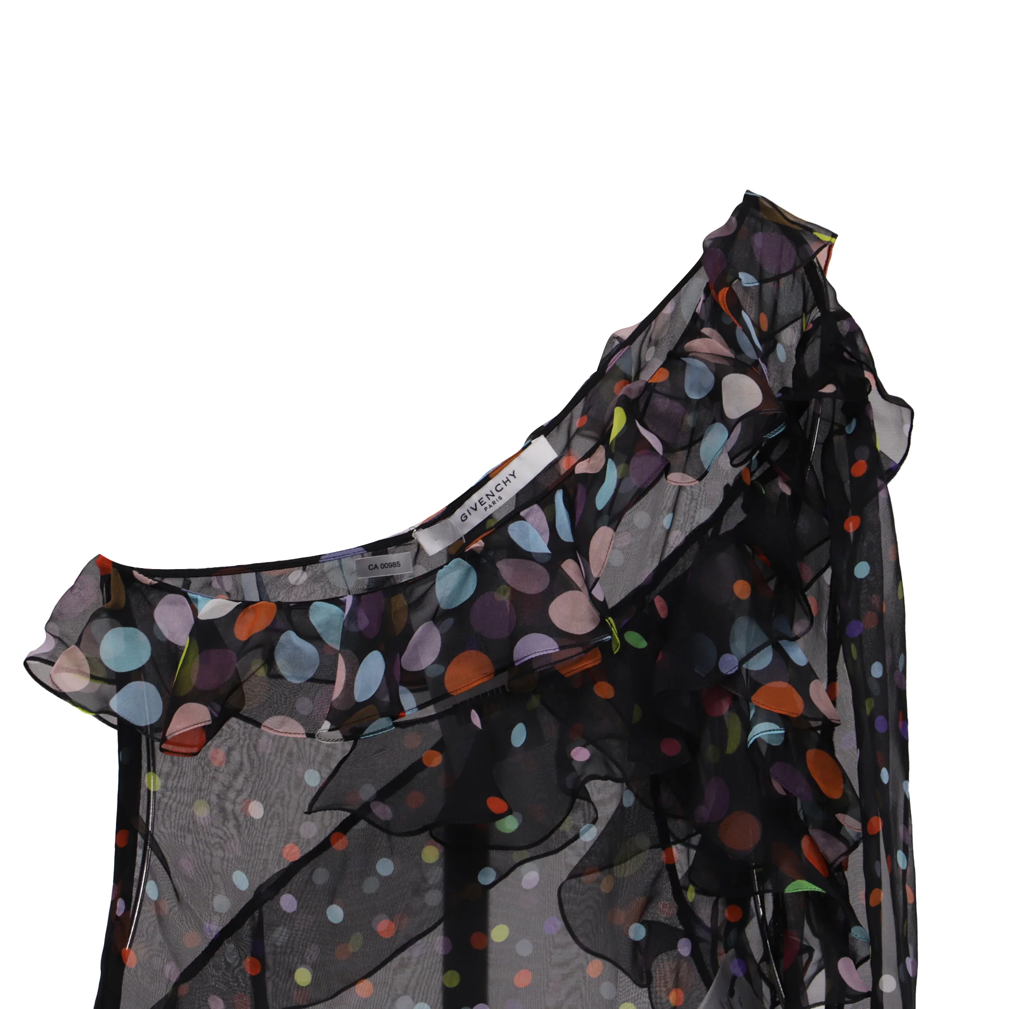 Women's  Givenchy Polka Dot Ruffled Midi Dress in Black Silk - Image 4