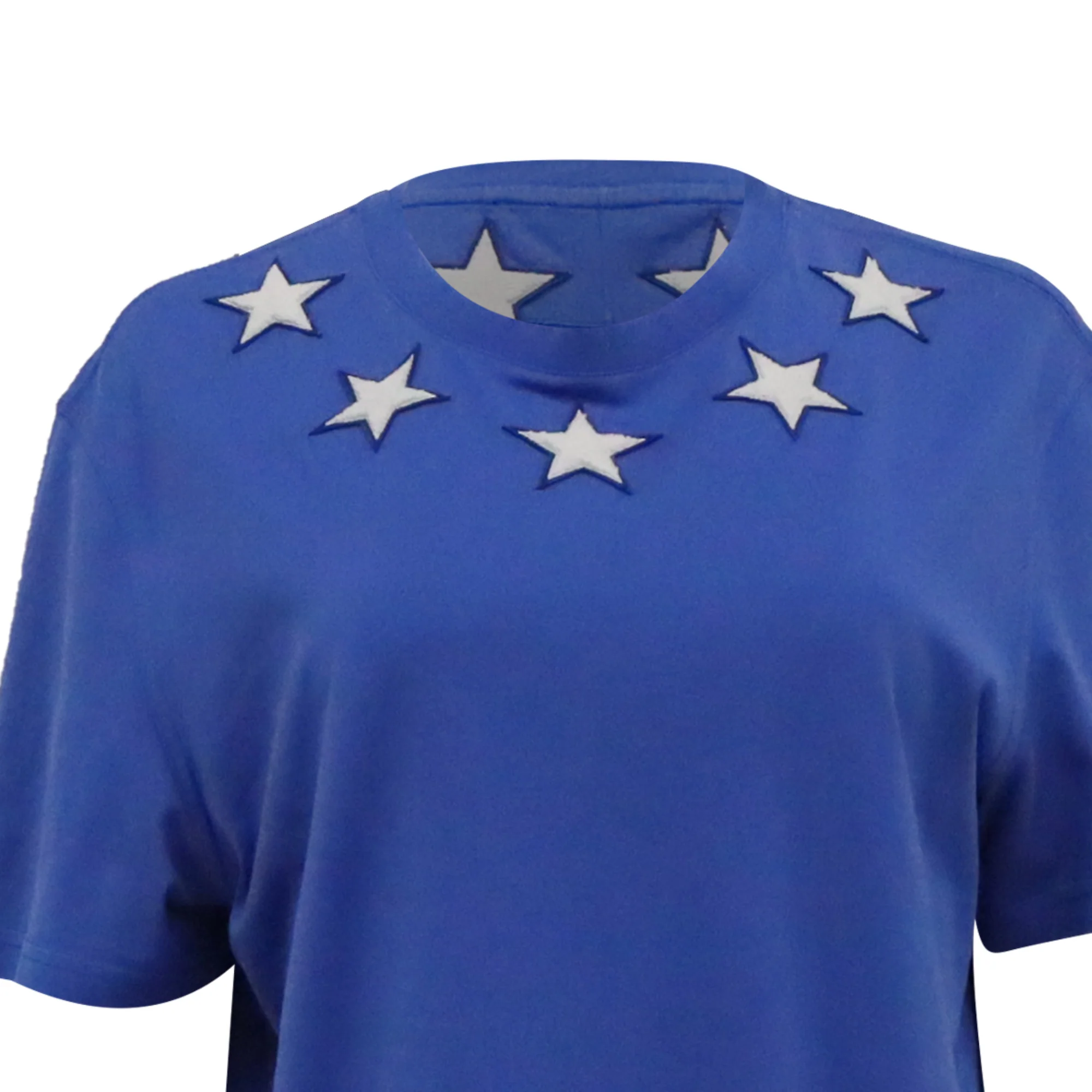 Women's Givenchy Star Embroidered T-Shirt in Blue Cotton - Image 2