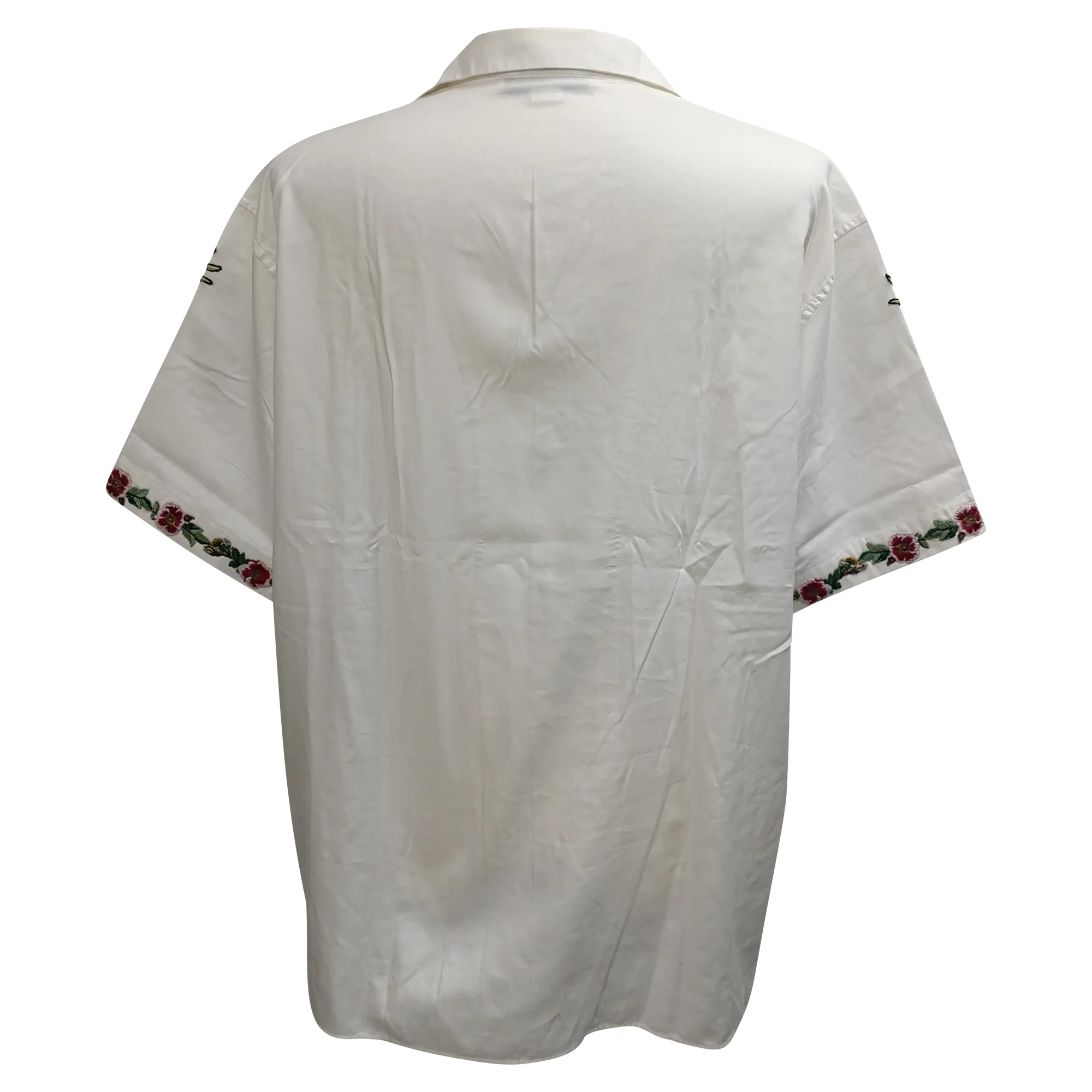 Men's Gucci Floral-Embroidered Button-Down Shirt in White Cotton - Image 3