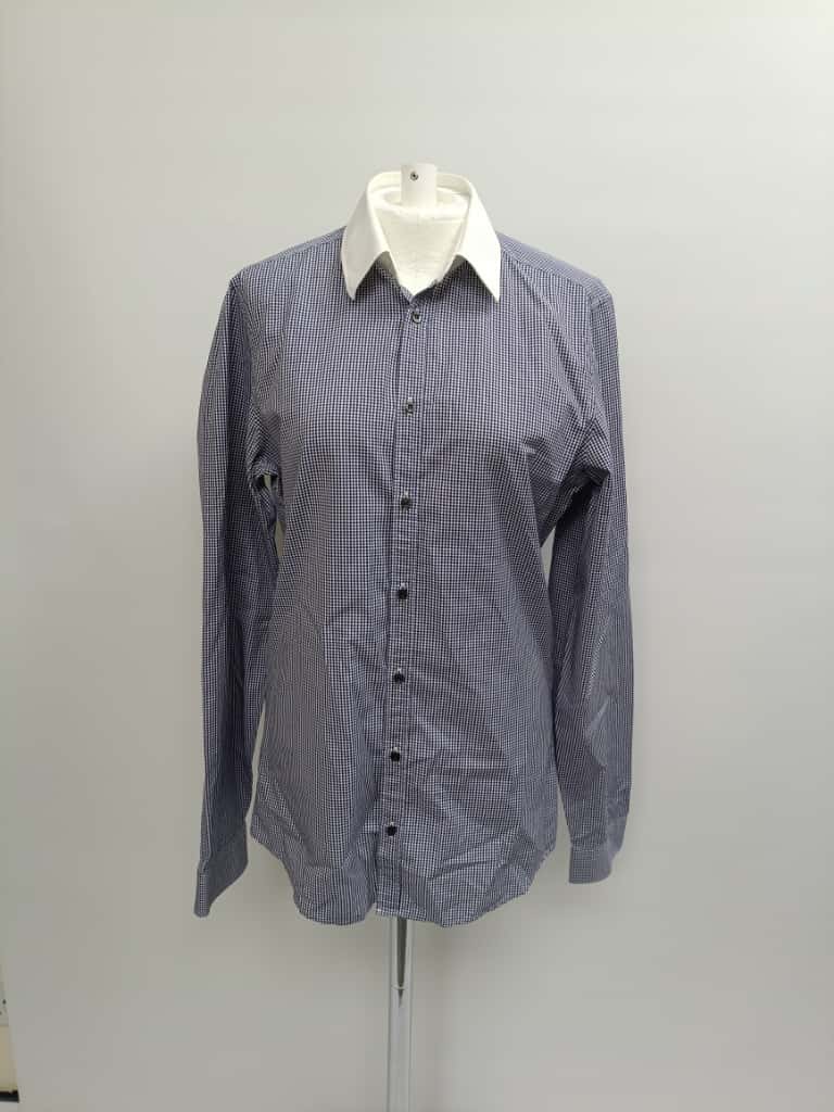 Men's Gucci Gingham Button-Down Shirt in Blue and White Cotton - Image 6