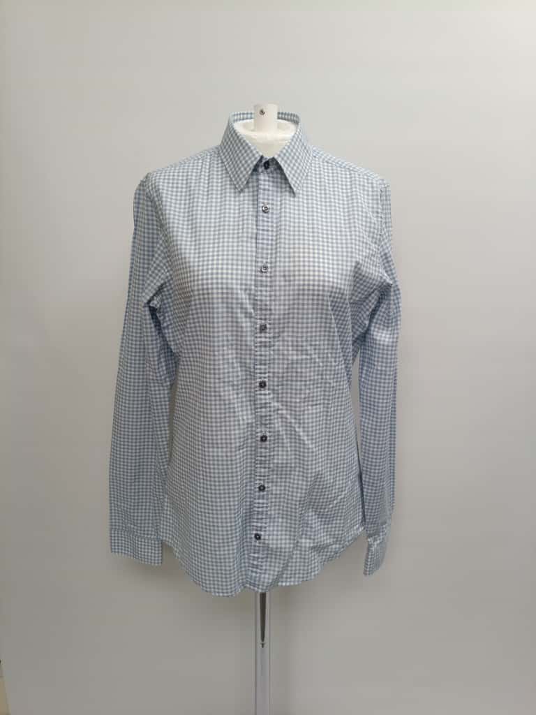 Men's Gucci Gingham Button-Down Shirt in Light Blue and White Cotton - Image 6