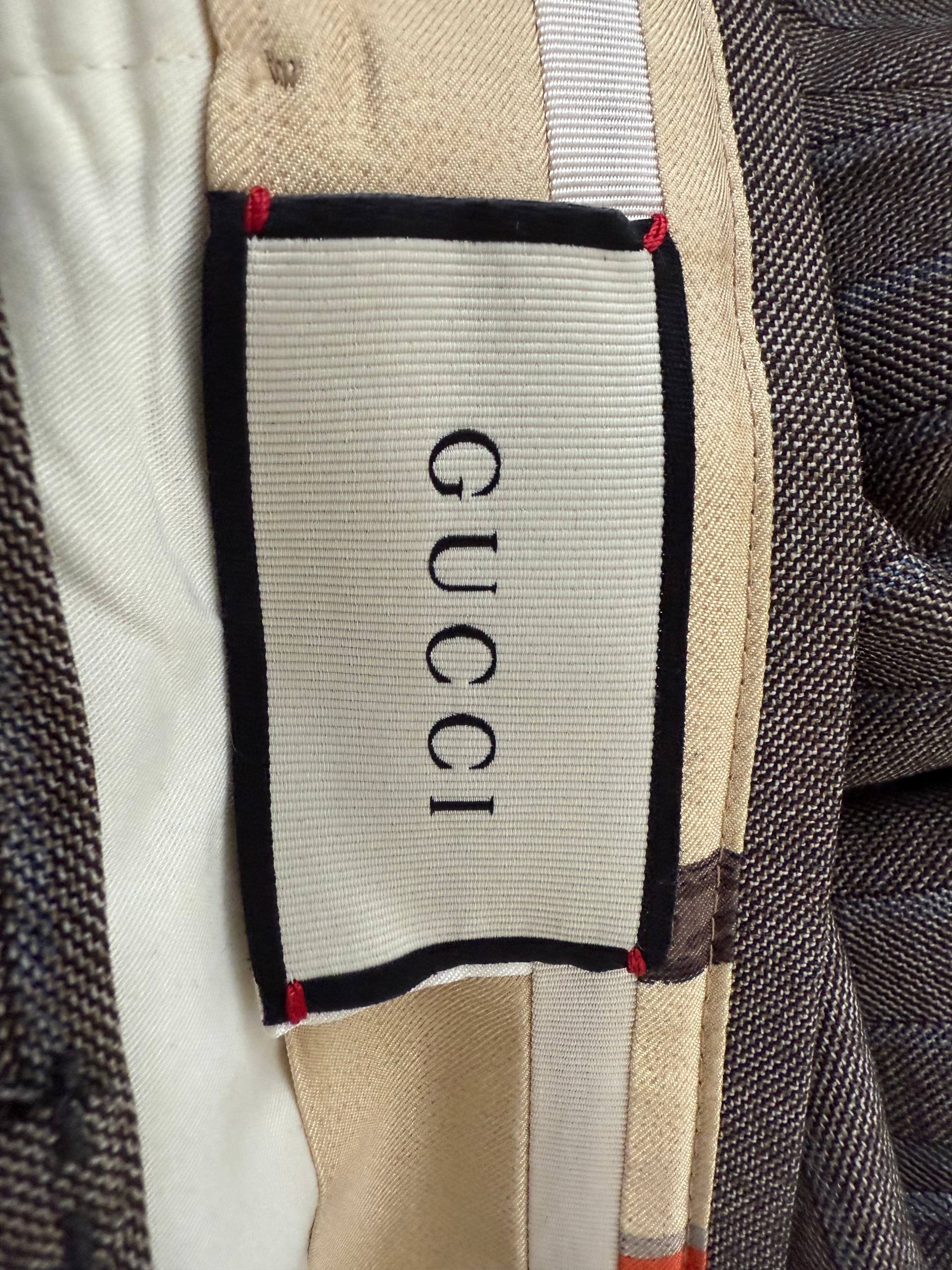 Men's  Gucci Herringbone Striped Trousers in brown Wool - Image 7