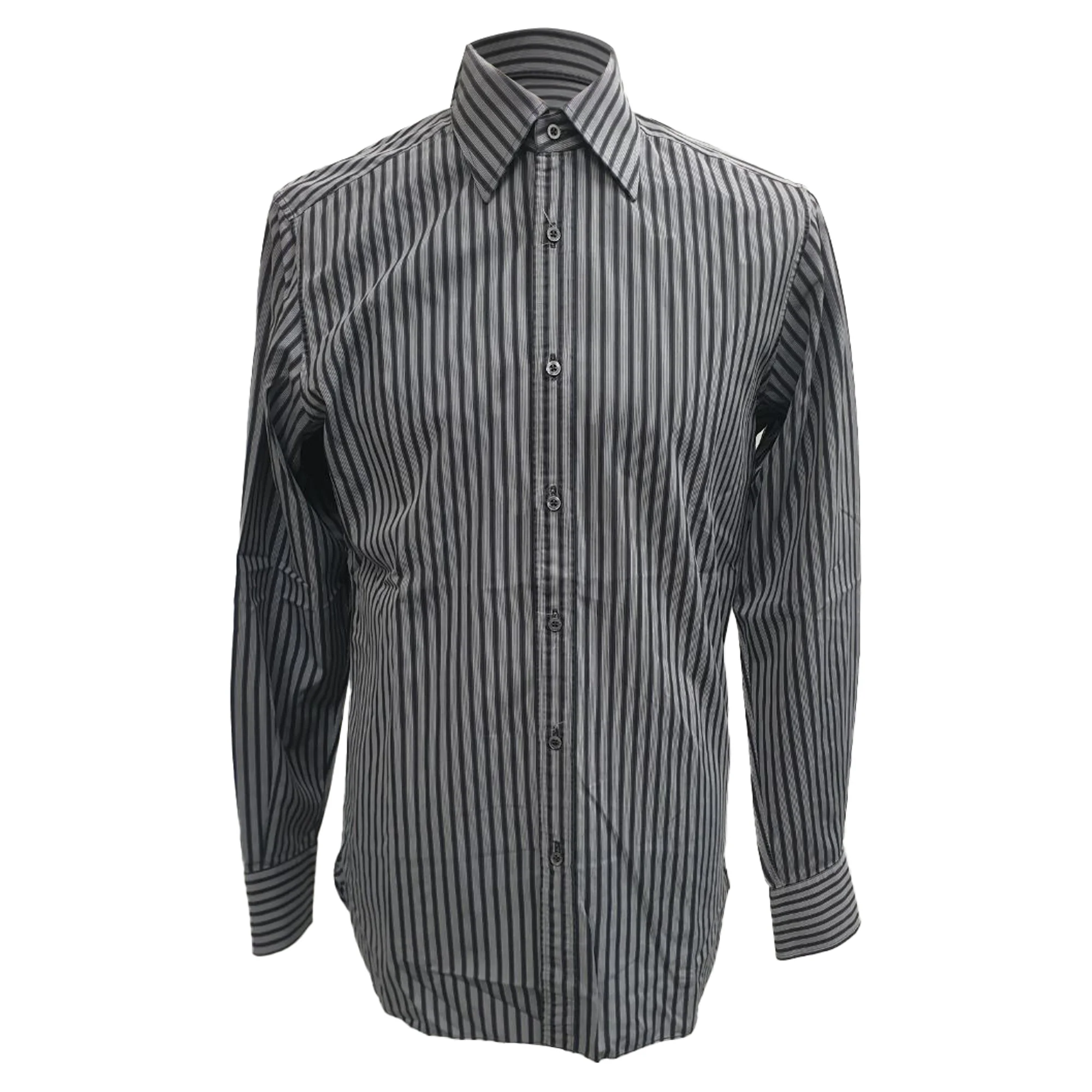 Men's Gucci Long Sleeve Striped Button Down Shirt in Grey Cotton
