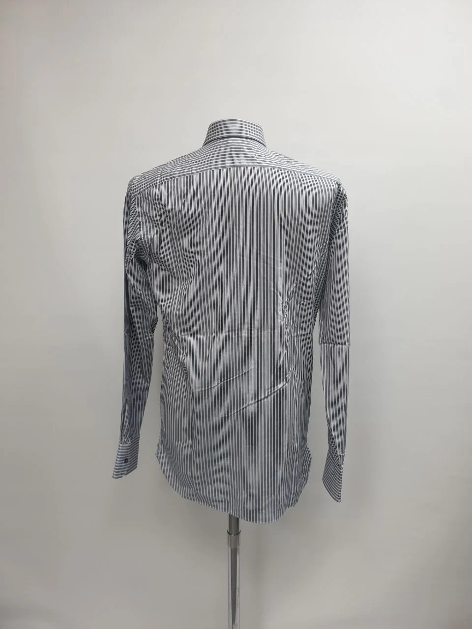 Men's  Gucci Striped Button-Down Long Sleeve Shirt in Navy Blue Cotton - Image 10