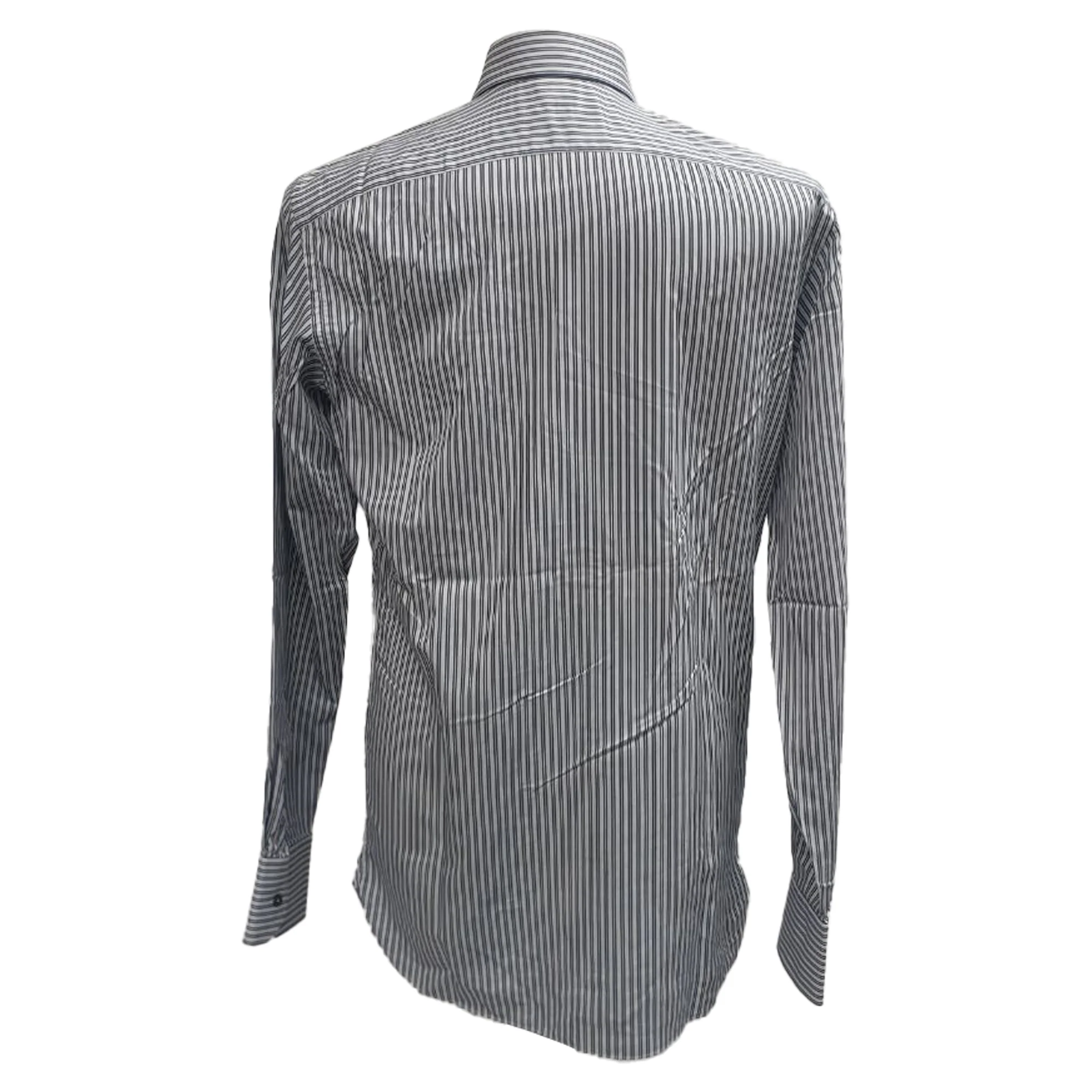 Men's  Gucci Striped Button-Down Long Sleeve Shirt in Navy Blue Cotton - Image 4