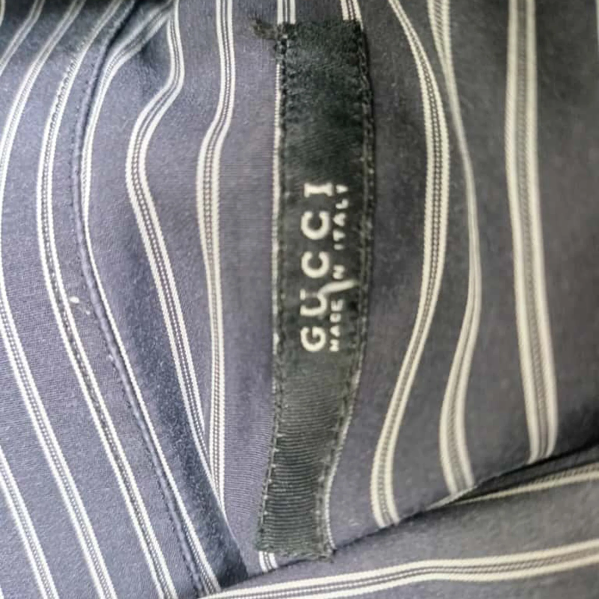 Men's Gucci Striped Button Down Shirt in Grey Cotton - Image 4