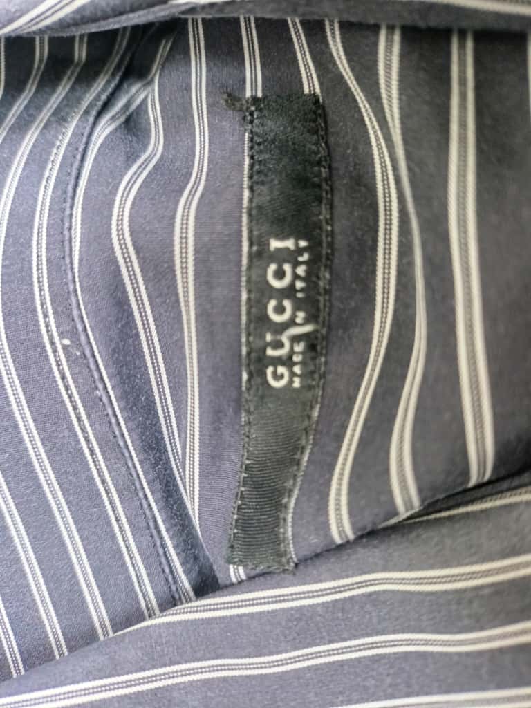 Men's Gucci Striped Button Down Shirt in Grey Cotton - Image 8