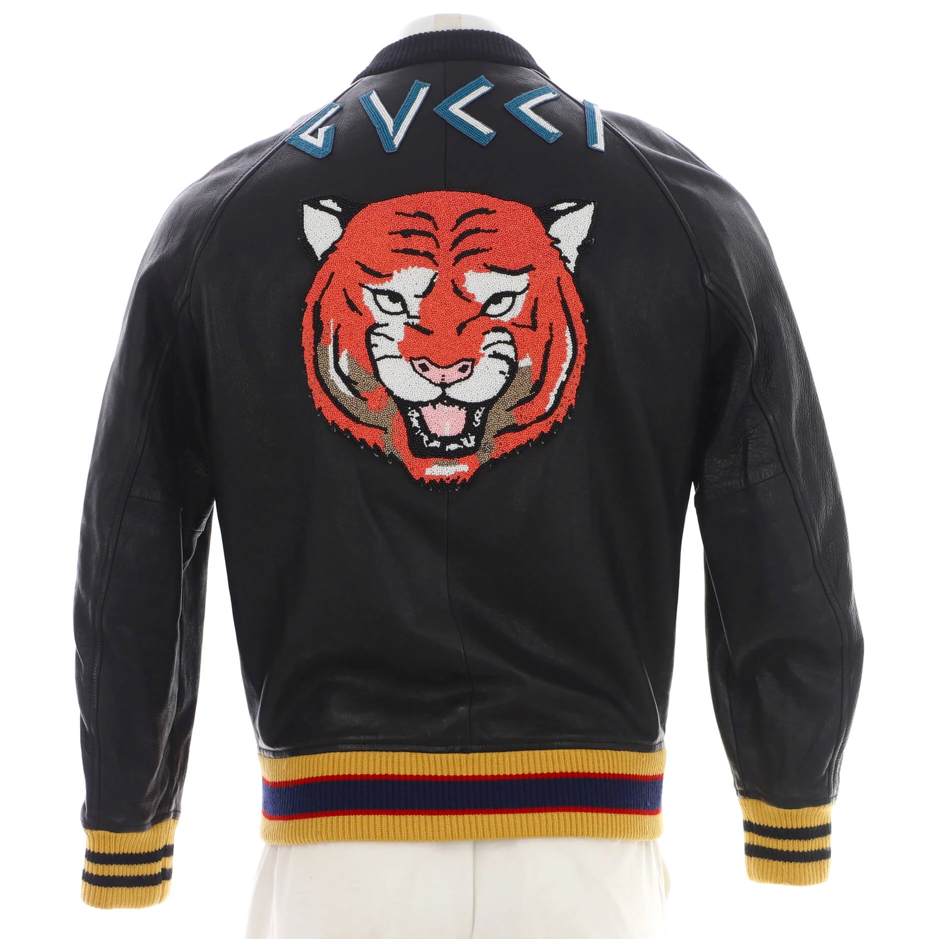 Men's Tiger Varsity Jacket Embroidered Leather - Image 2