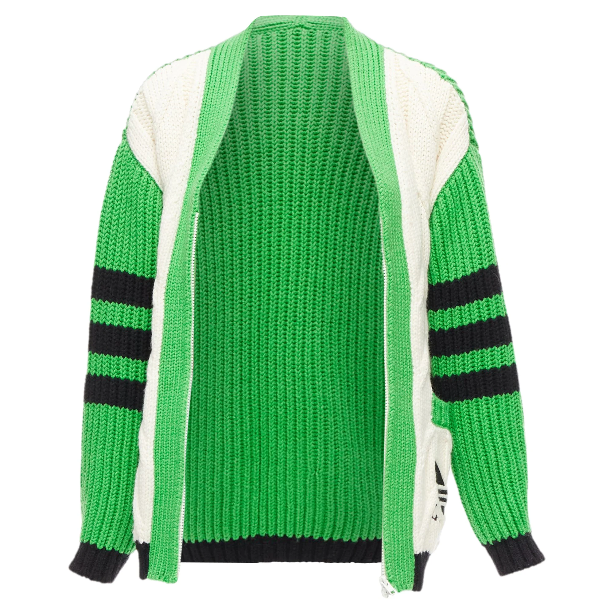 Women's Gucci Adidas logo pocket varsity cable knit cardigan coat