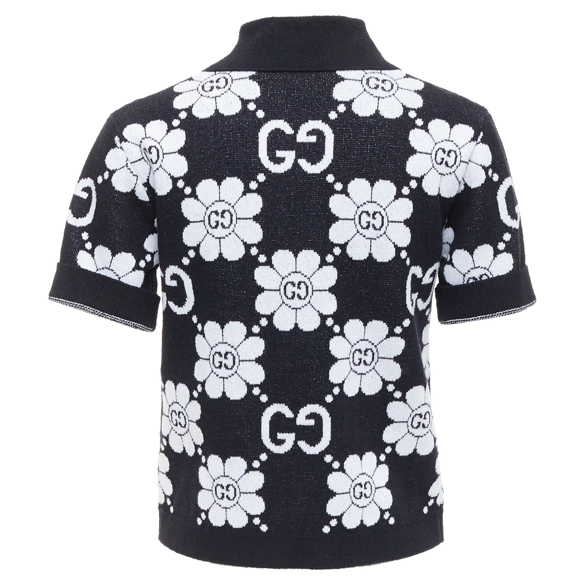 Women's Gucci cotton blend floral daisy knit polo cardigan - Image 6