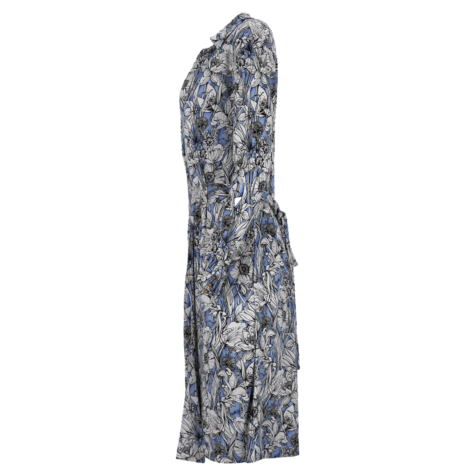 Women's Gucci Floral Print Midi Wrap Dress in Multicolor Viscose - Image 2