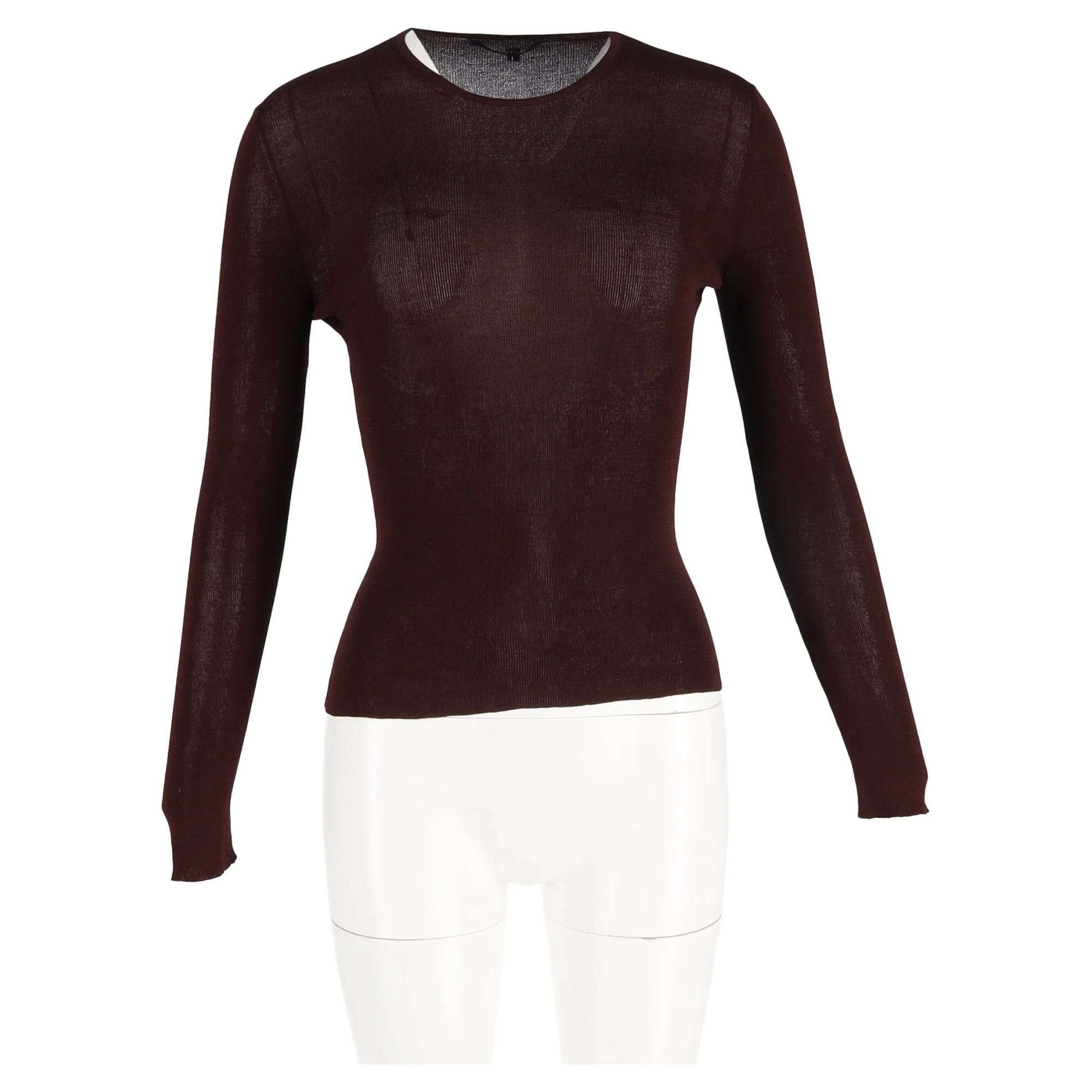Women's Gucci Knitted Crewneck Long Sleeve Top in Burgundy Wool - Image 4