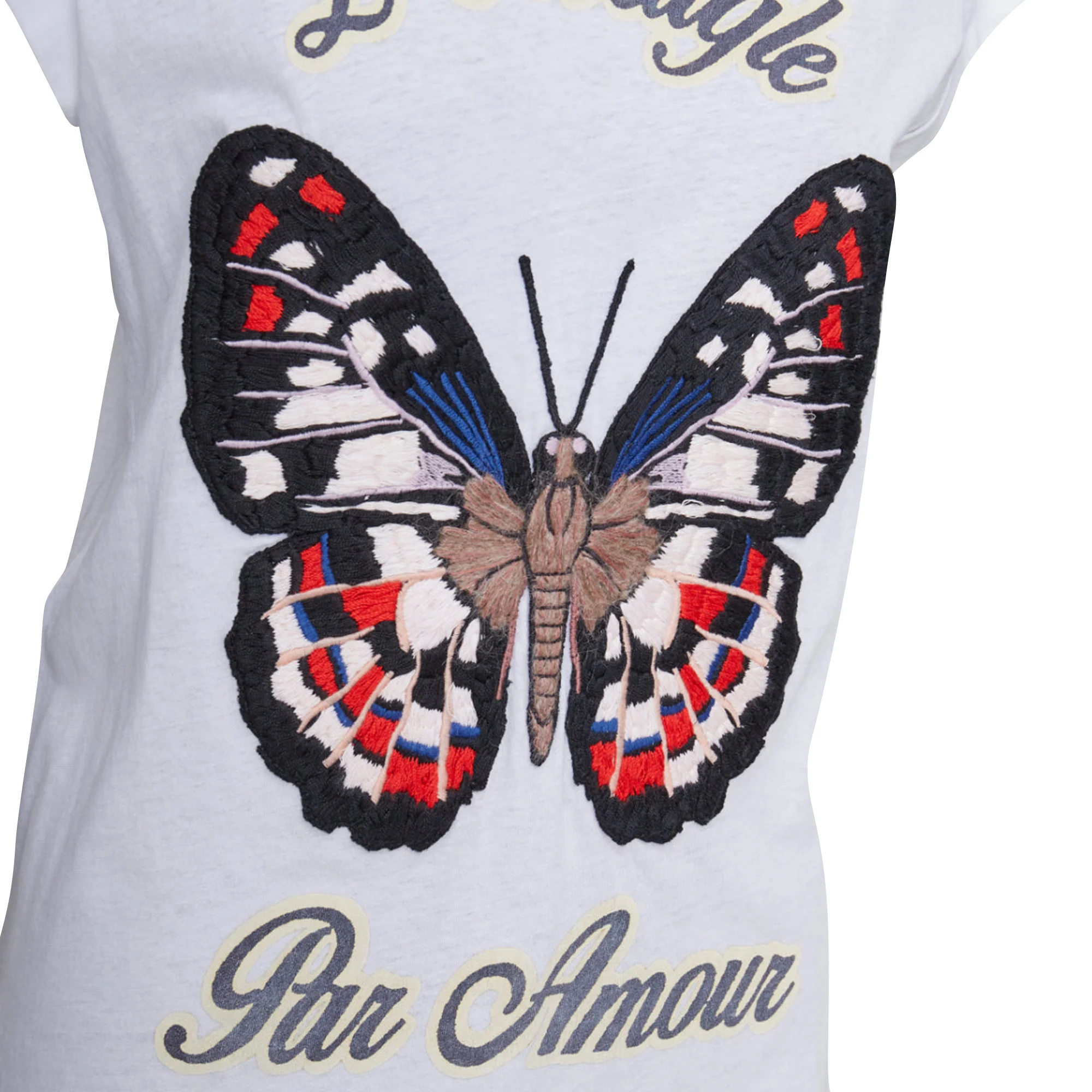 Women's GUCCI L'Aveugle Par Amour white butterfly embroidered tshirt XS - Image 2