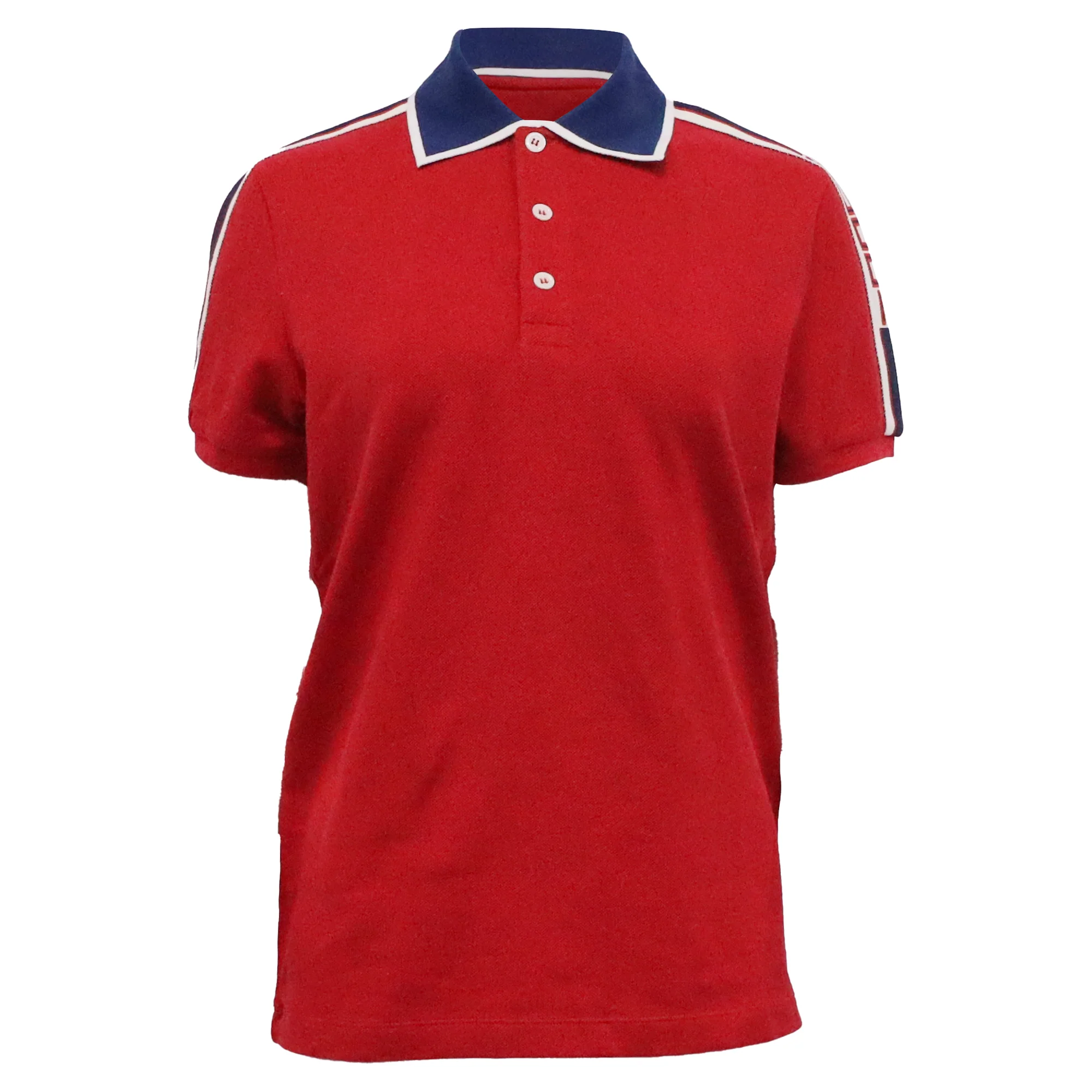 Women's Gucci Logo Stripe Detail Polo T-Shirt in Red Cotton
