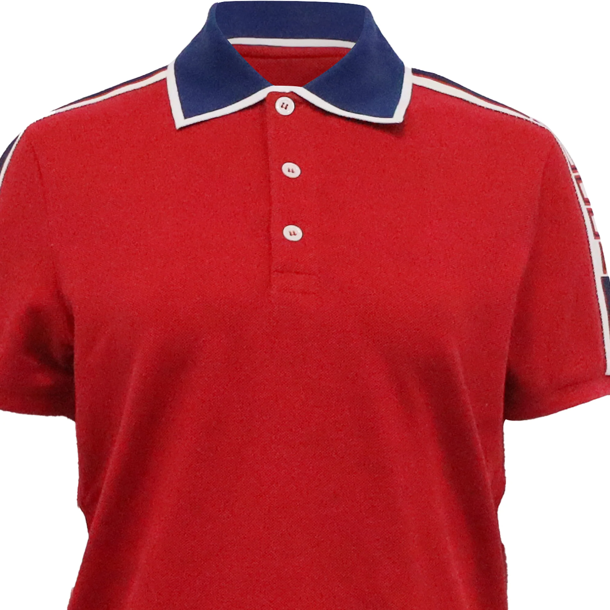 Women's Gucci Logo Stripe Detail Polo T-Shirt in Red Cotton - Image 2