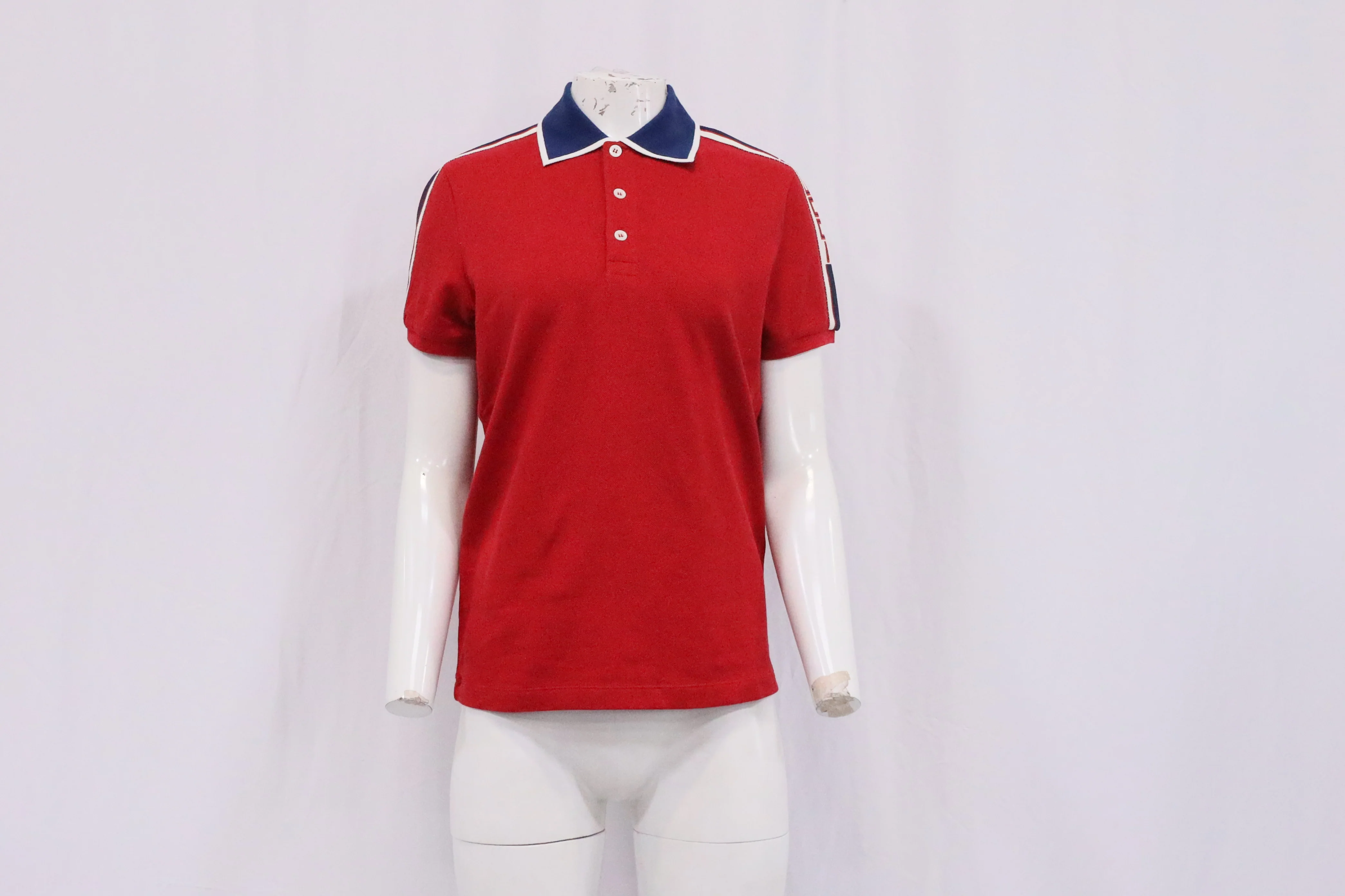 Women's Gucci Logo Stripe Detail Polo T-Shirt in Red Cotton - Image 8