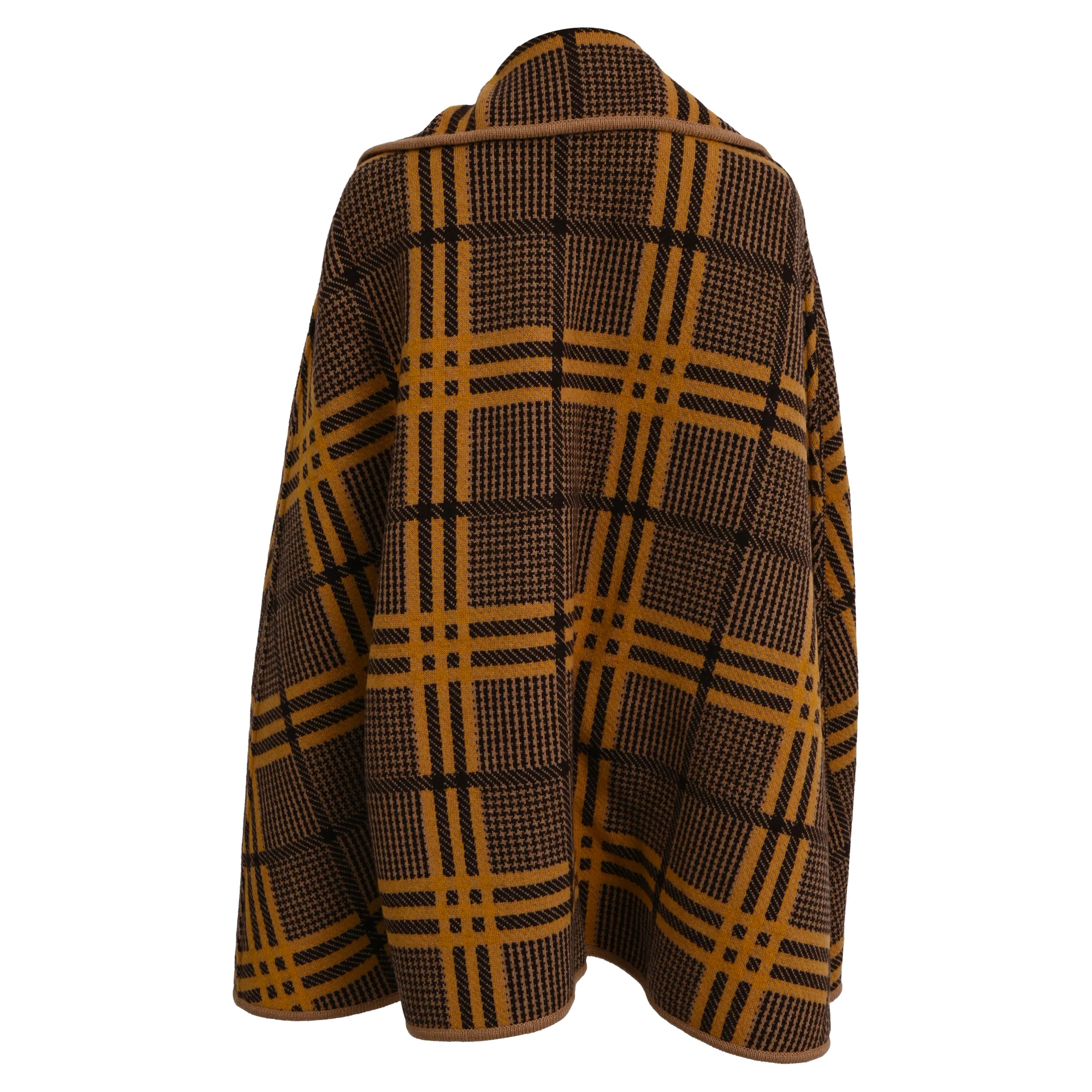 Women's Gucci Love Parade Reversible Jacquard Cape in Brown Wool - Image 3