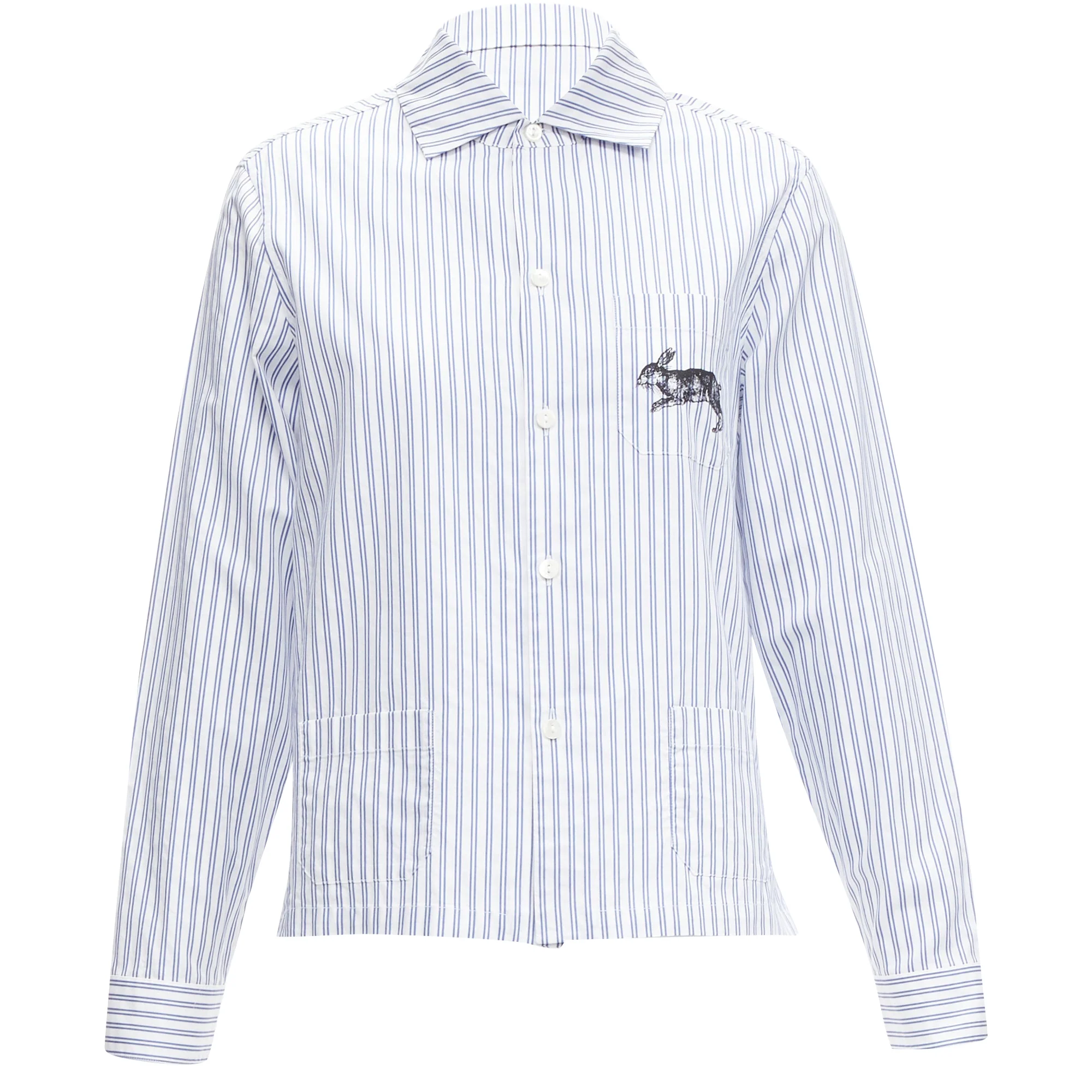 Women's Gucci rabbprint striped cotton pyjama dress shirt