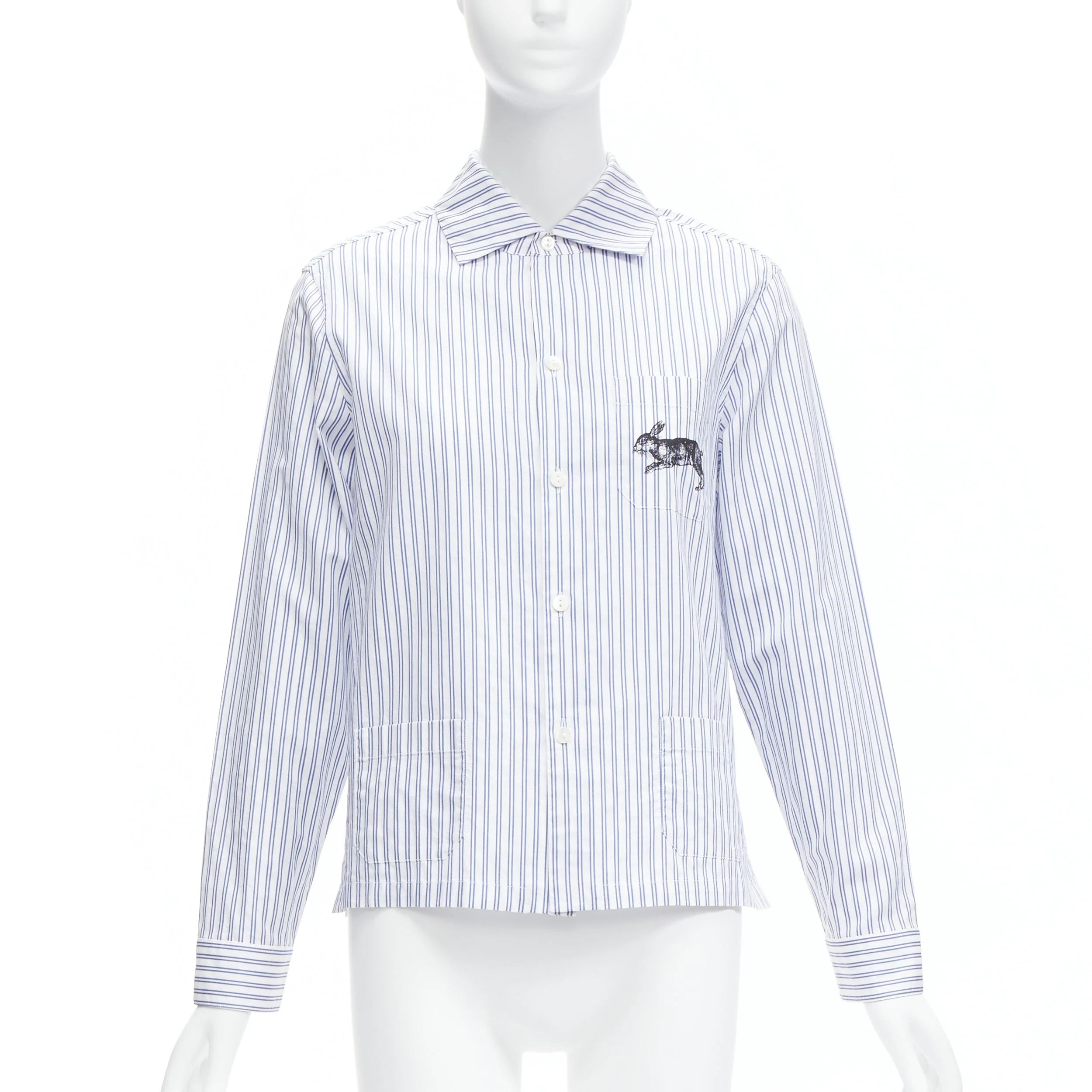 Women's Gucci rabbprint striped cotton pyjama dress shirt - Image 7
