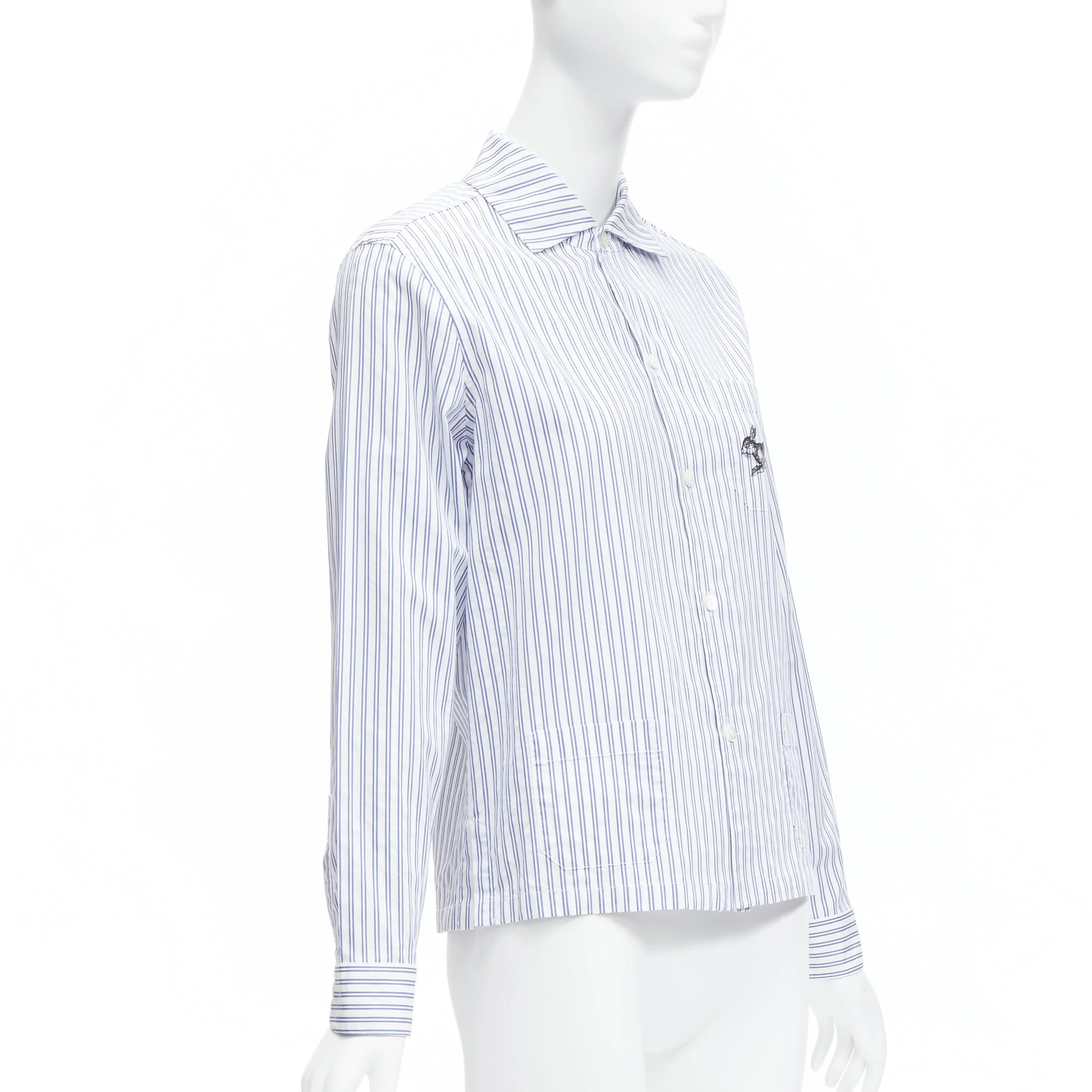 Women's Gucci rabbprint striped cotton pyjama dress shirt - Image 9