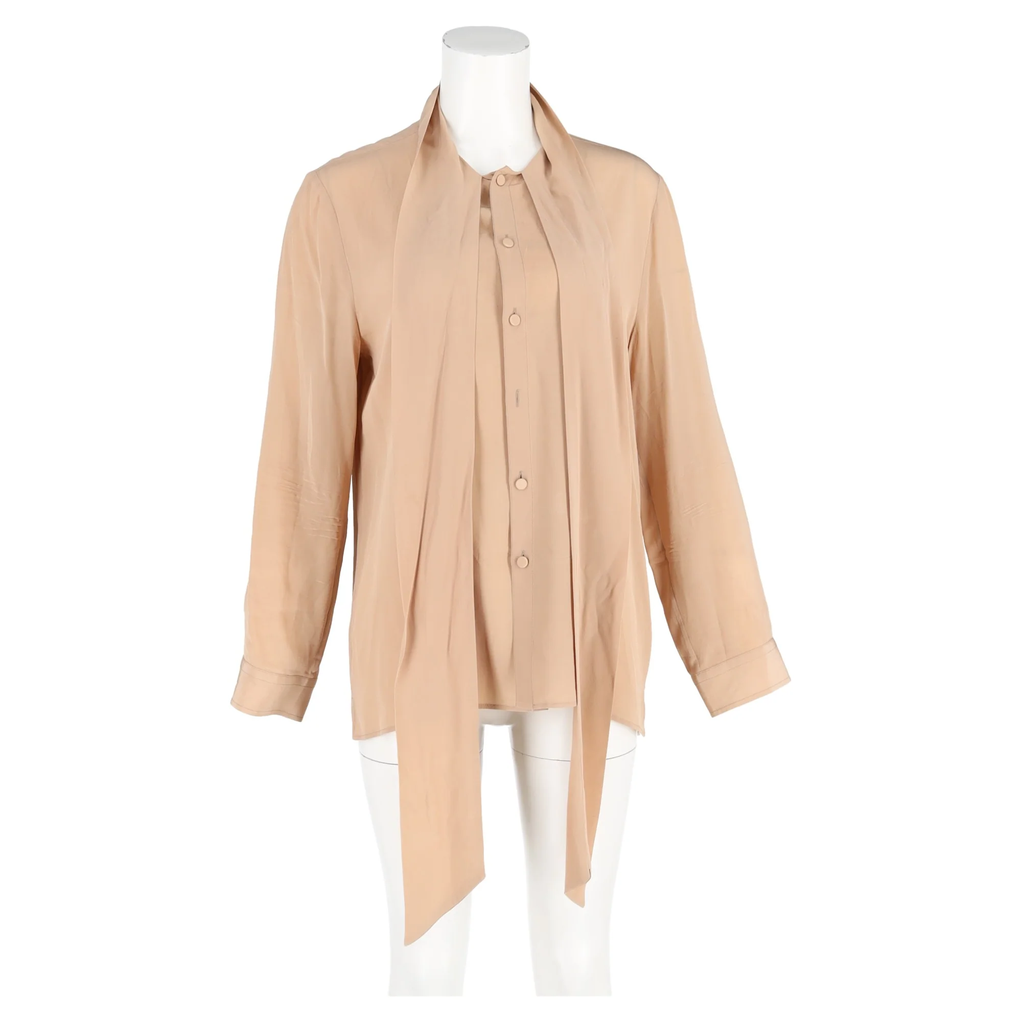 Women's Gucci Tie Neck Blouse in Beige Silk - Image 4