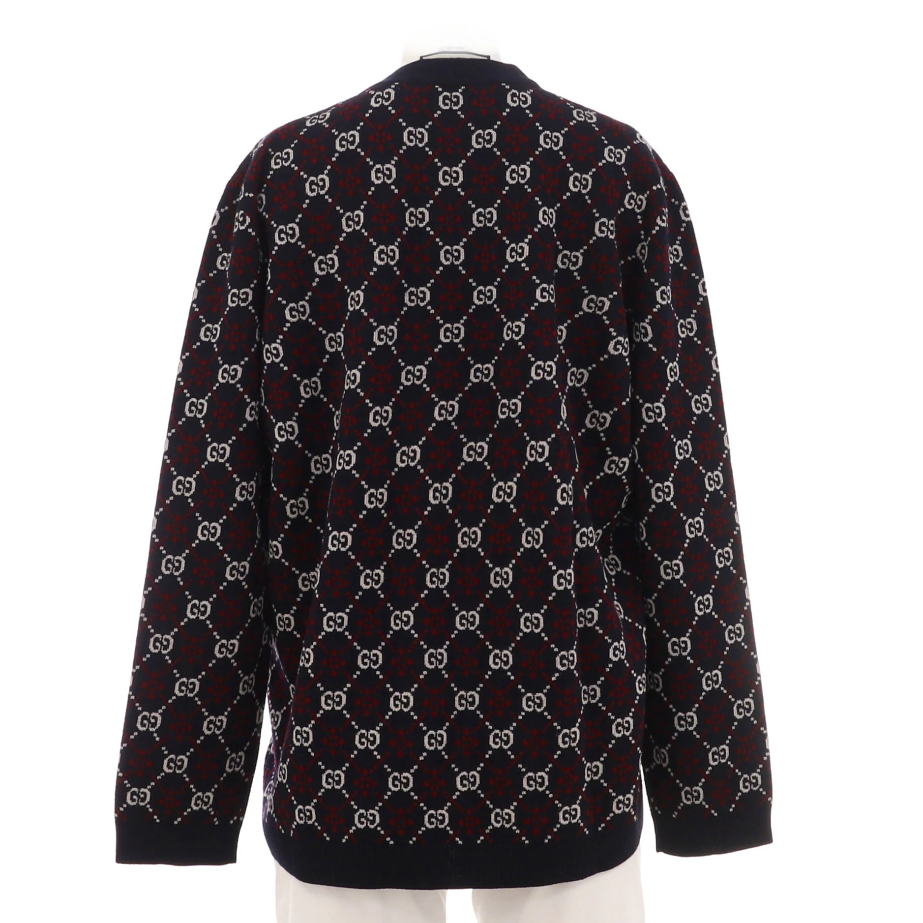 Women's V-Neck Cardigan GG Jacquard Wool - Image 2