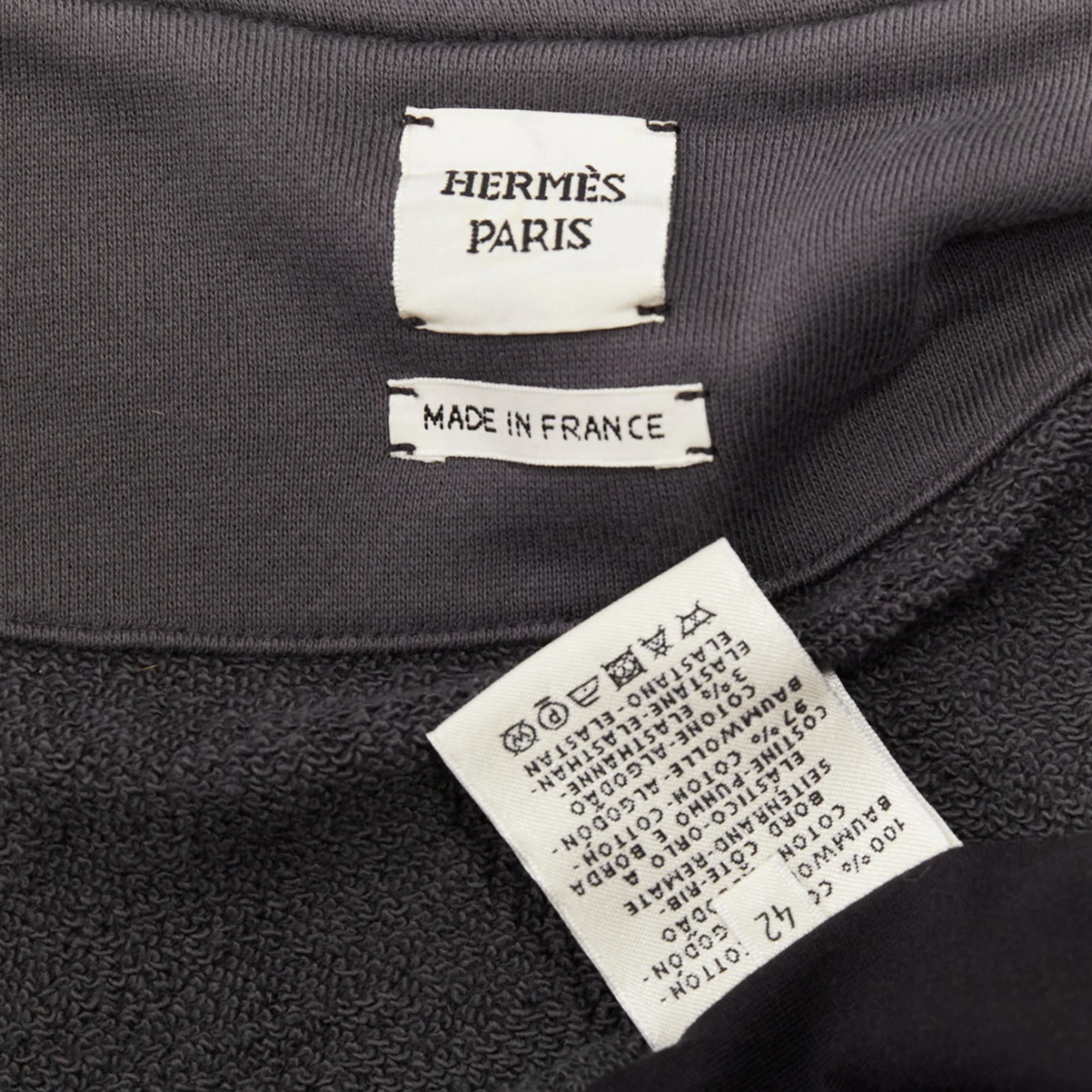 Women's HERMES  2021 Poste et Cavalerie grey black rope print bomber jacket FR42 XL - Image 9
