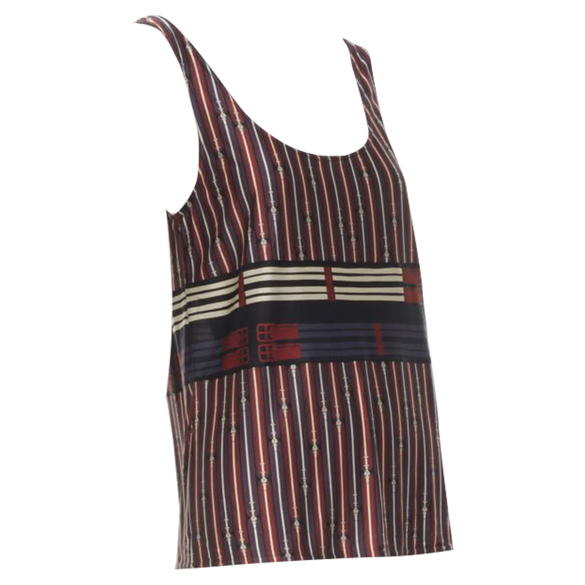 Women's Hermes buckle print scoop neck casual tank top - Image 3