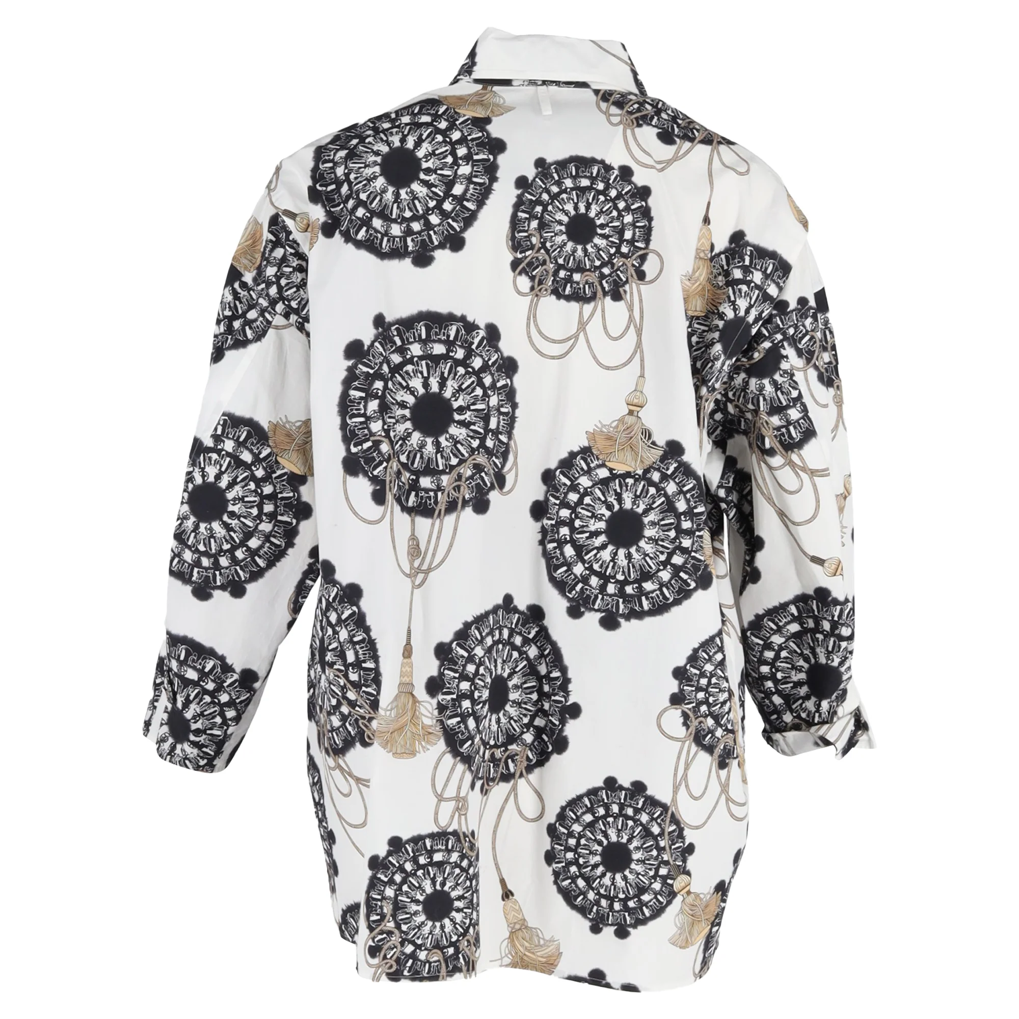 Women's Hermès Cliquetis Aquarelle Printted Shirt in White Cotton - Image 3