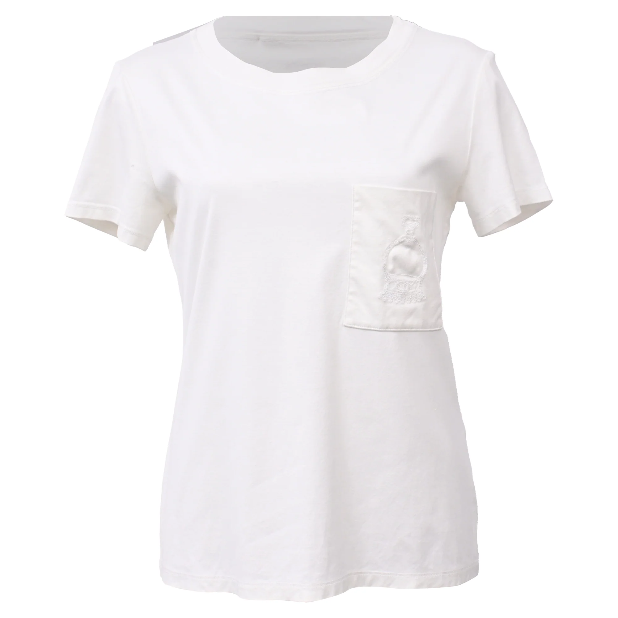 Women's Hermès Embroidered Pocket T-shirt in White Cotton